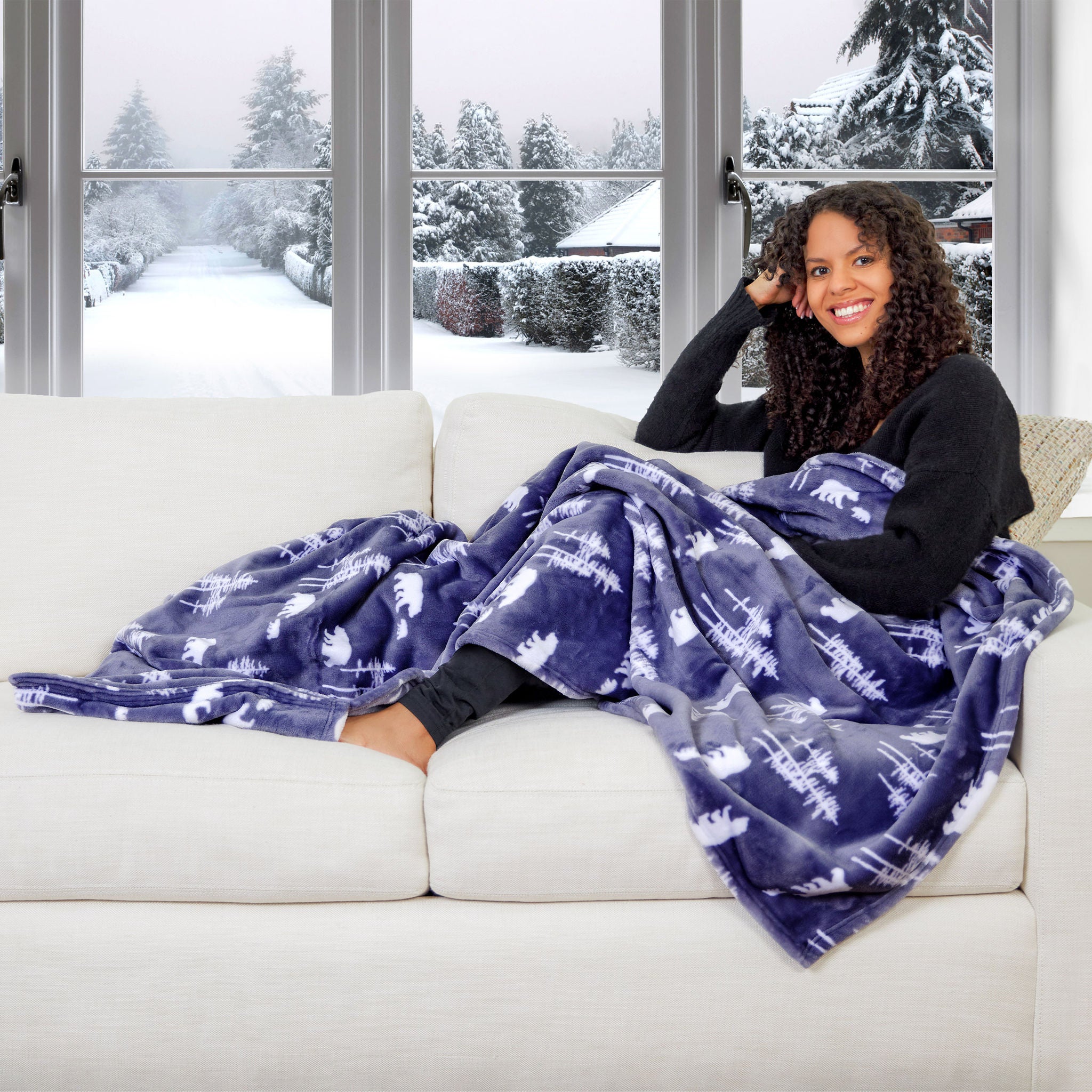 Flora Nikrooz Plush Throw with Foot Pocket