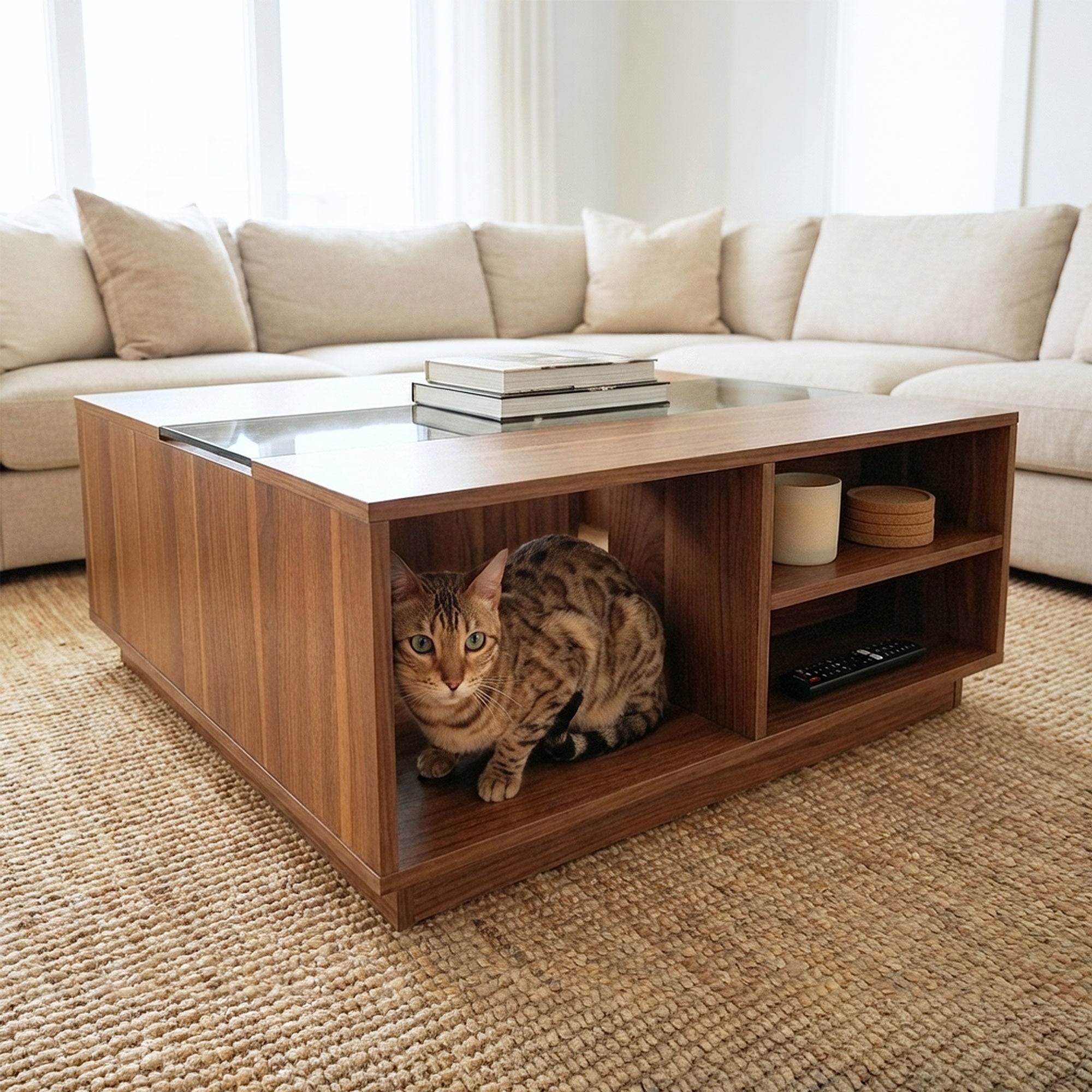 Coco Coffee Table with Hidden Pet Hideout