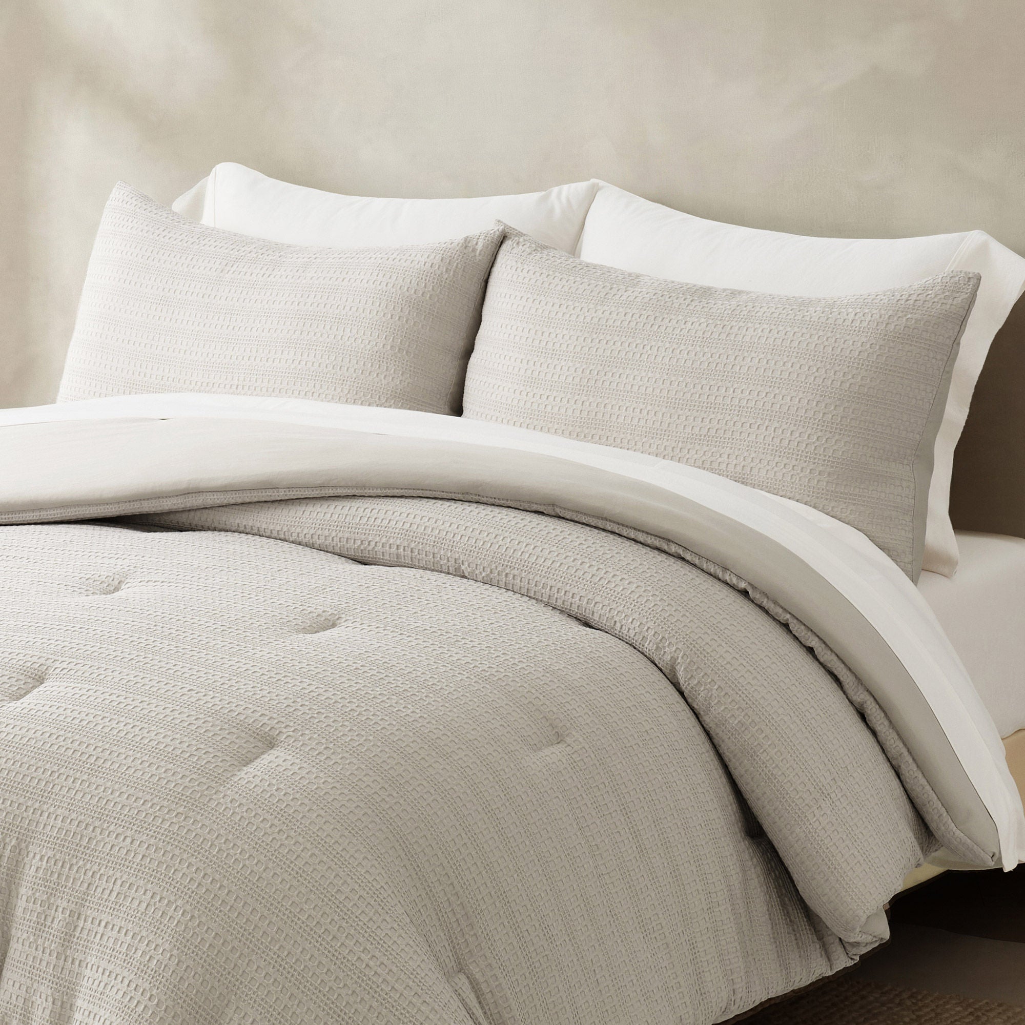 EVERGRACE 3-piece Microfiber Waffle Comforter Set
