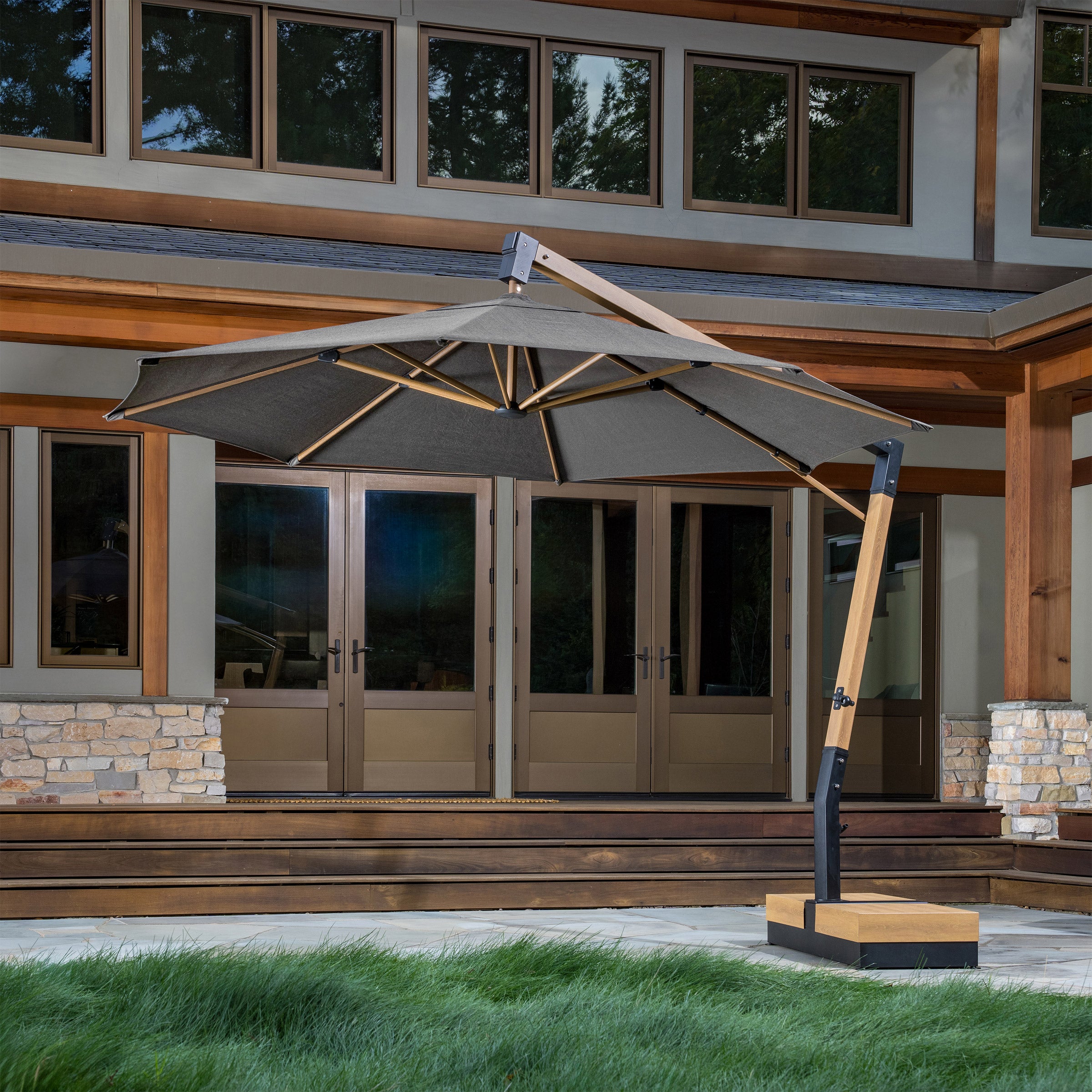 SunVilla 11 ft. Round Modern Angled Cantilever Umbrella
