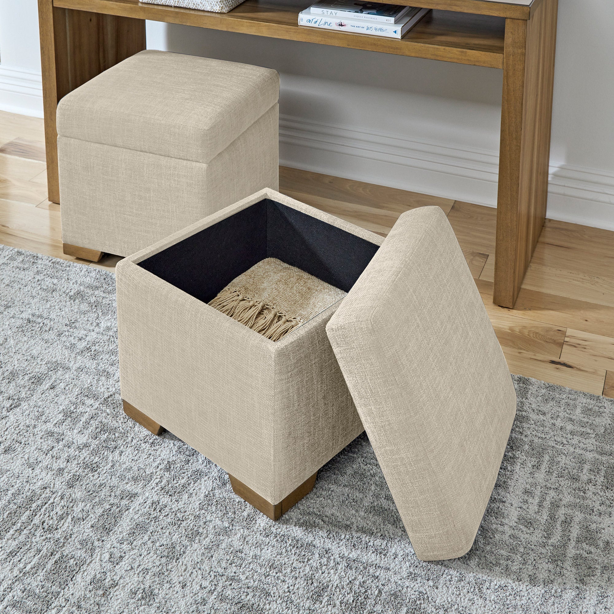 Zealand Sofa Table and 2 Ottomans