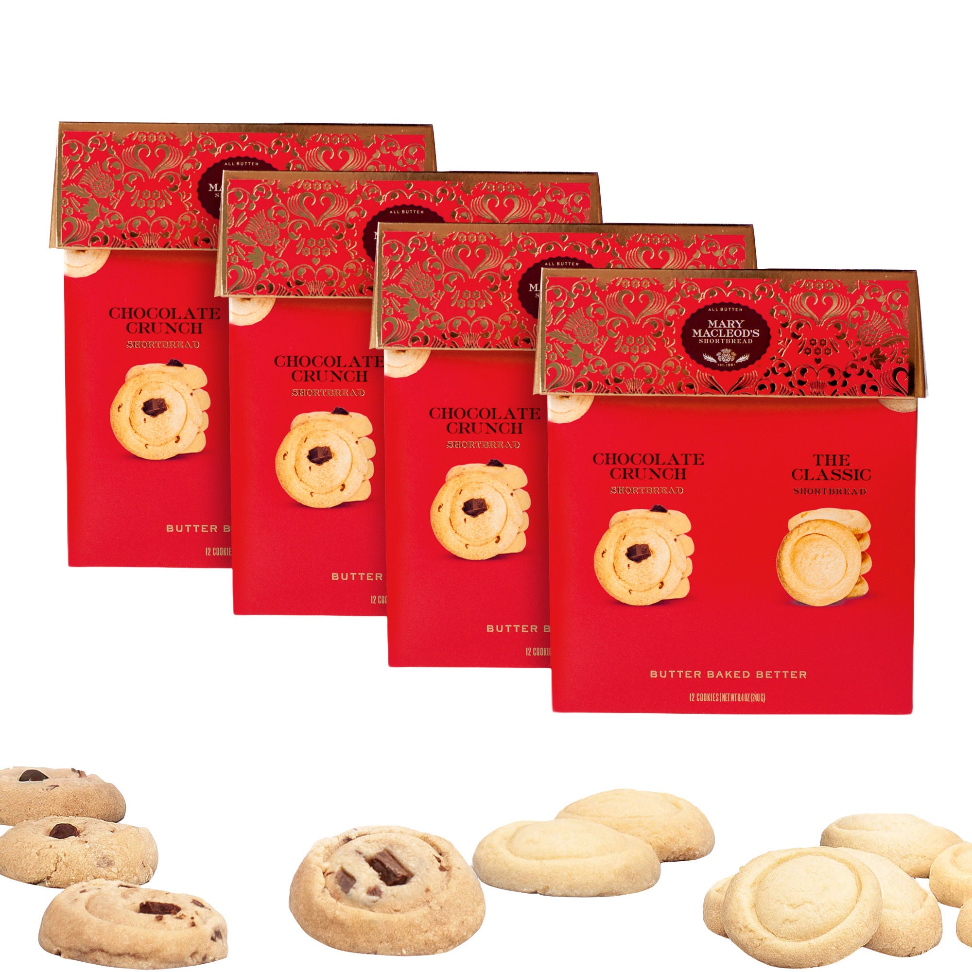 Mary Macleod's Shortbread Blue Gift Box, Variety, 4 Pack, 48 Cookies Total