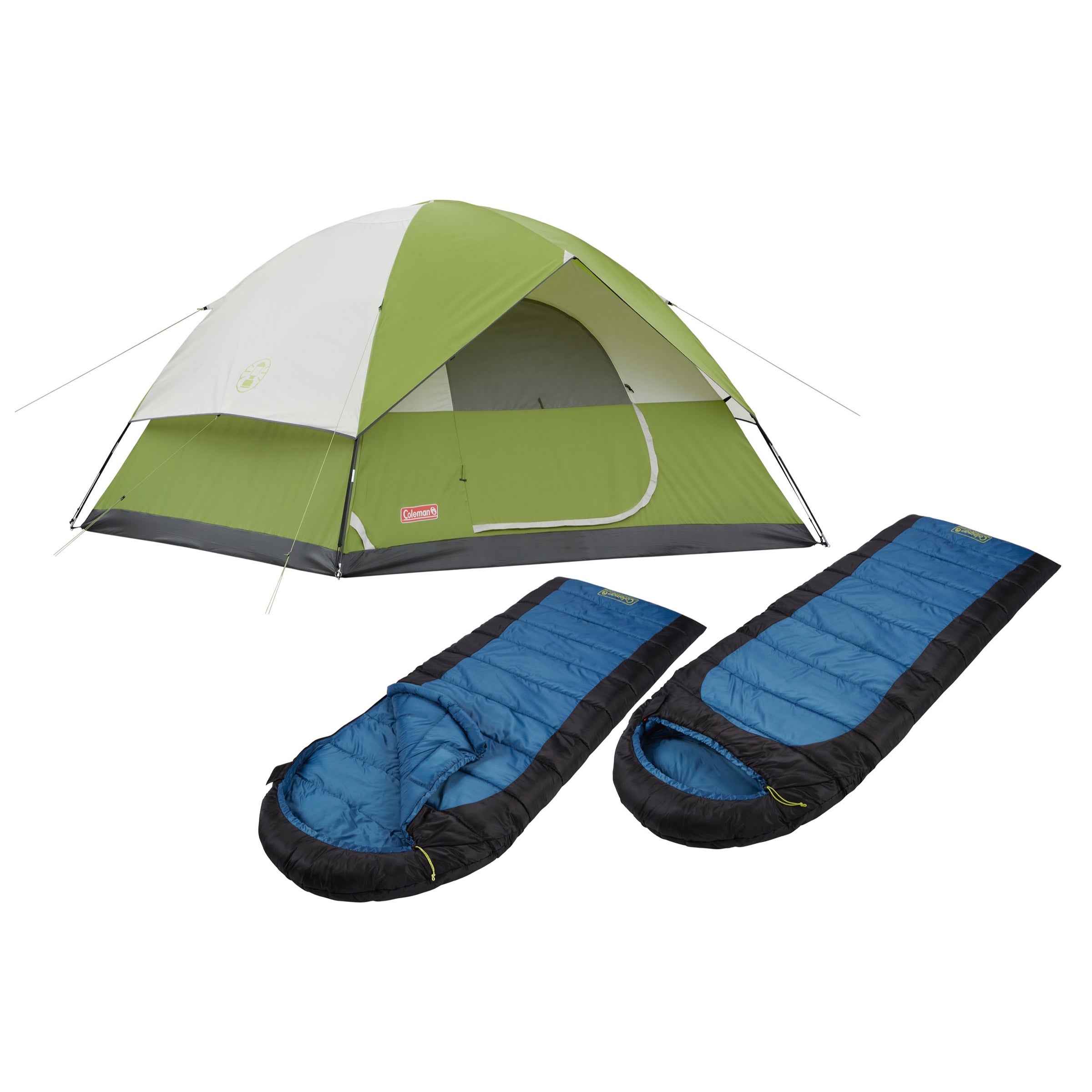 Coleman 4 Person Tent and 2 Sleeping Bag Bundle