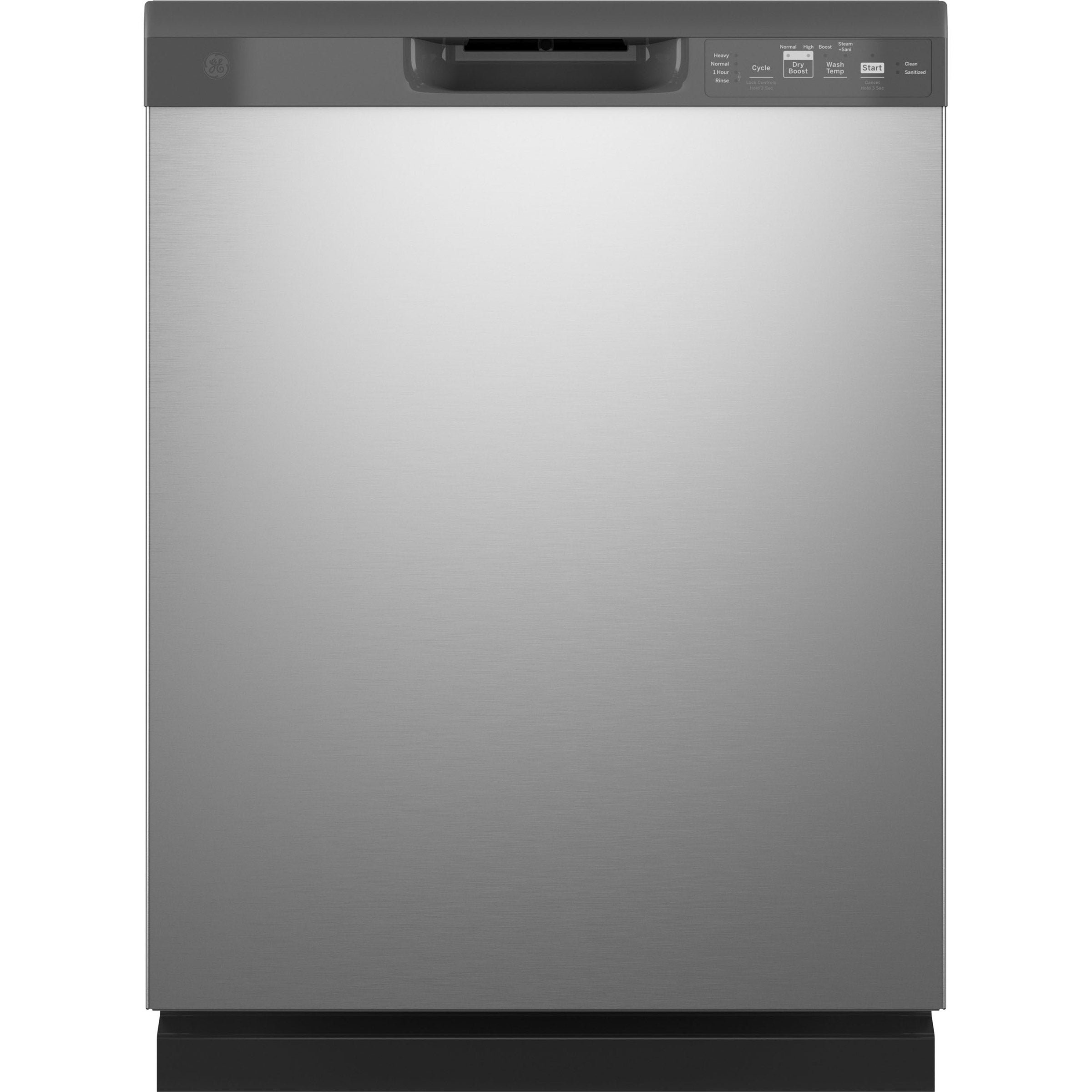 GE 55 dBa Front Control Dishwasher with Steam + Sani Cycle, Piranha Hard Food Disposer, Dry Boost