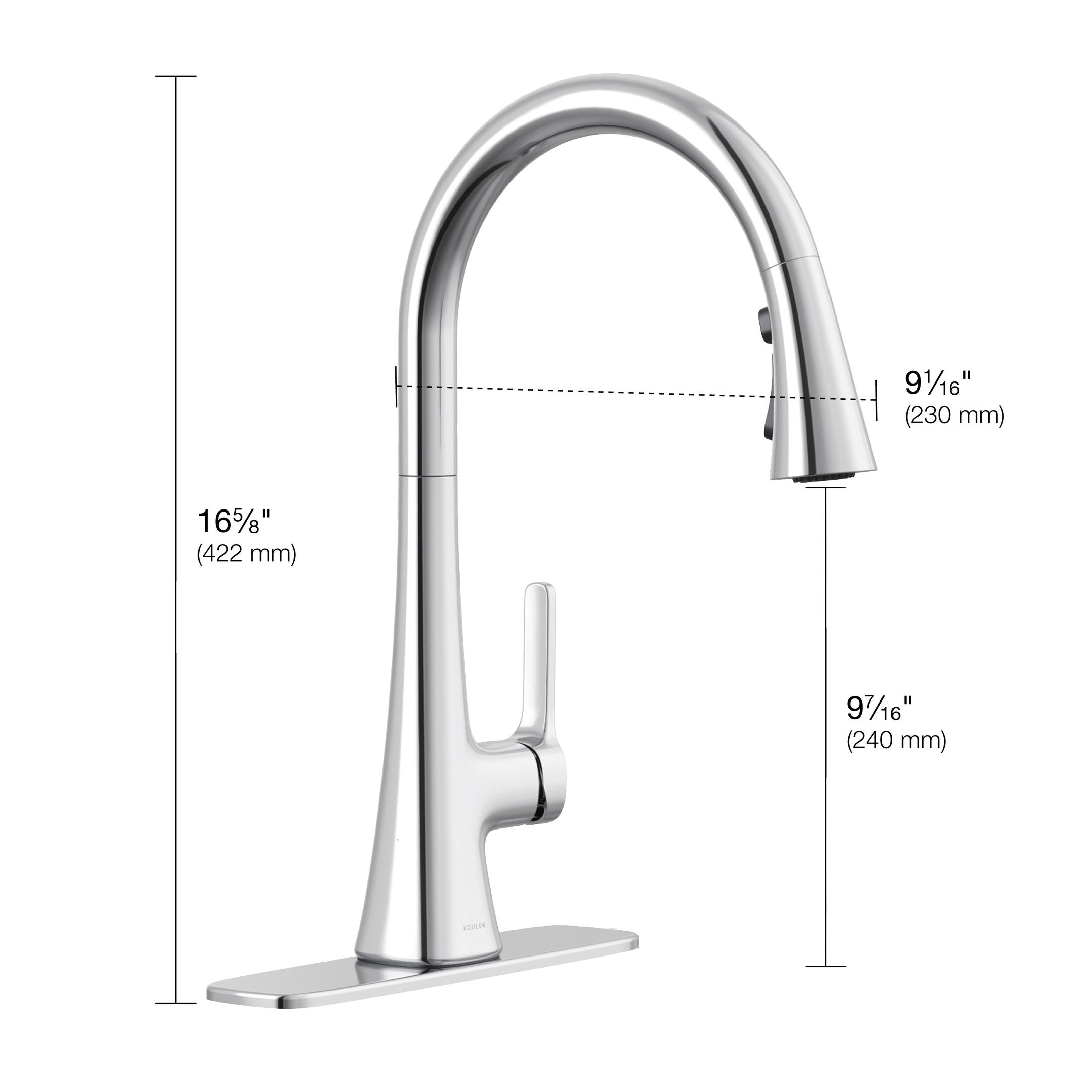 Kohler Guild Pull-down Kitchen Sink Faucet with Three-function Sprayhead