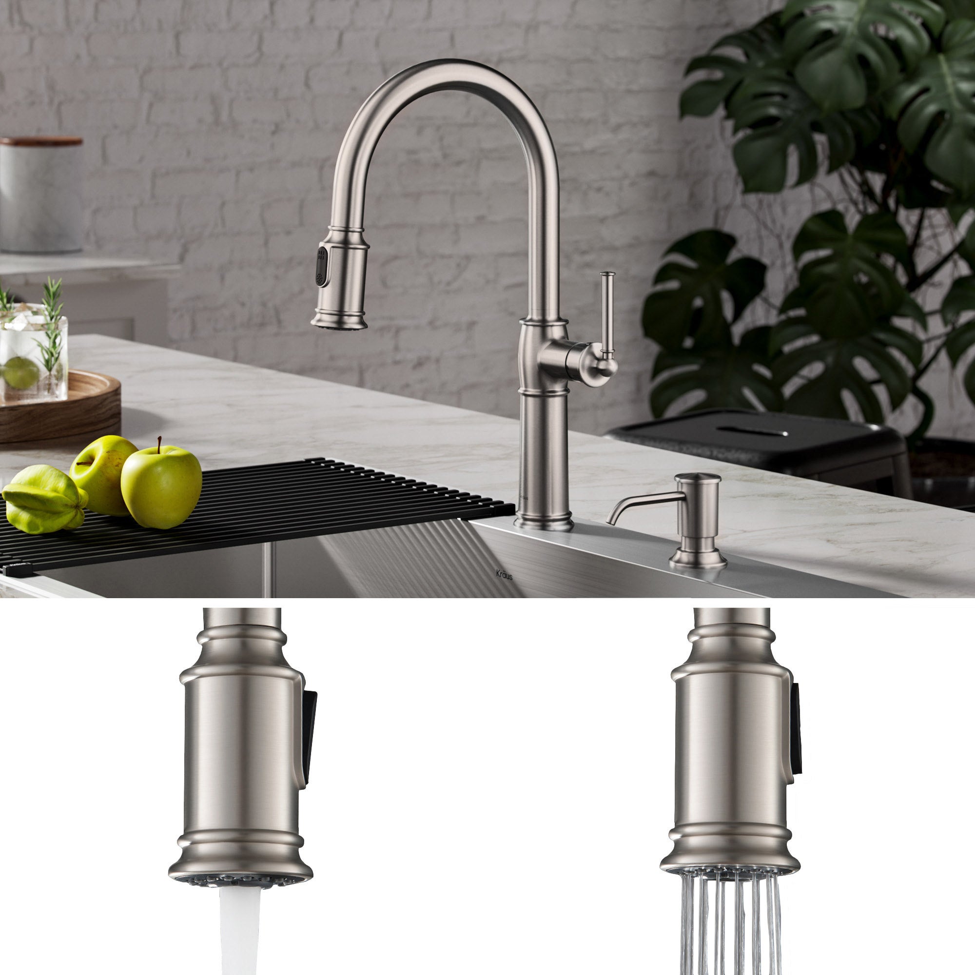 KRAUS Pull-down Kitchen Faucet and Soap Dispenser