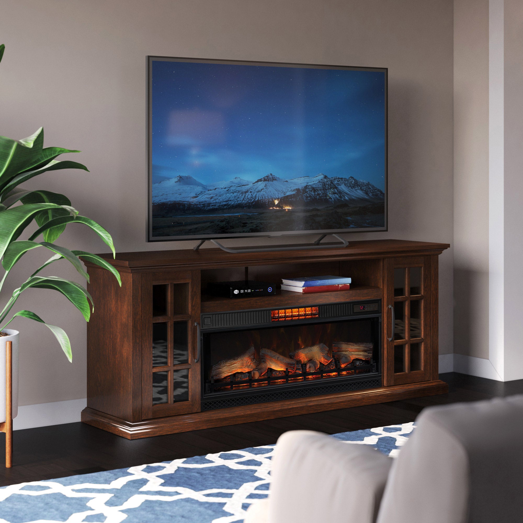 Tresanti Mayson TV Console with ClassicFlame CoolGlow 2-in-1 Electric Fireplace and Fan
