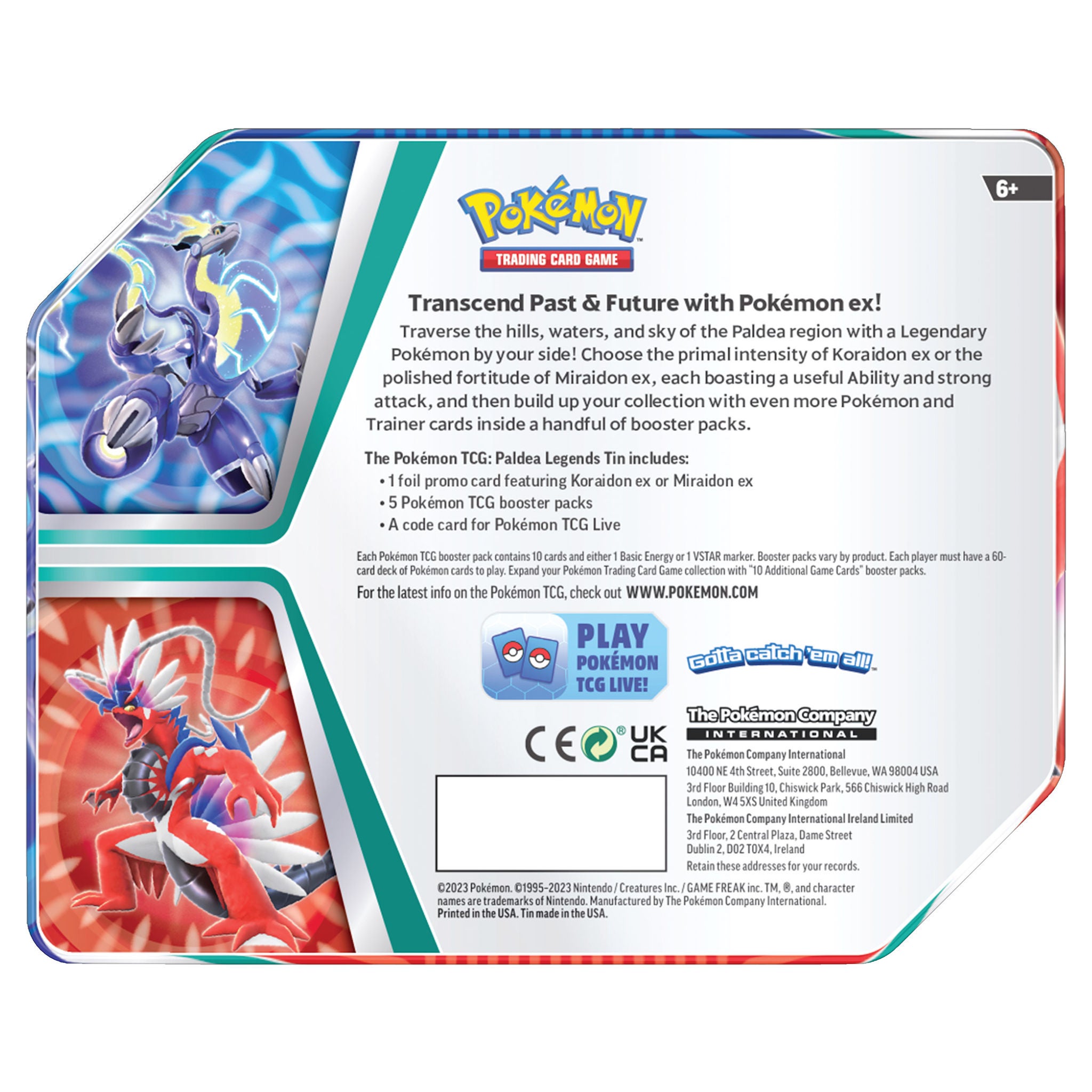Pokémon Elite Trainer Box: Crown Zenith + Koraidon ex Tin + Miraidon Window Tin