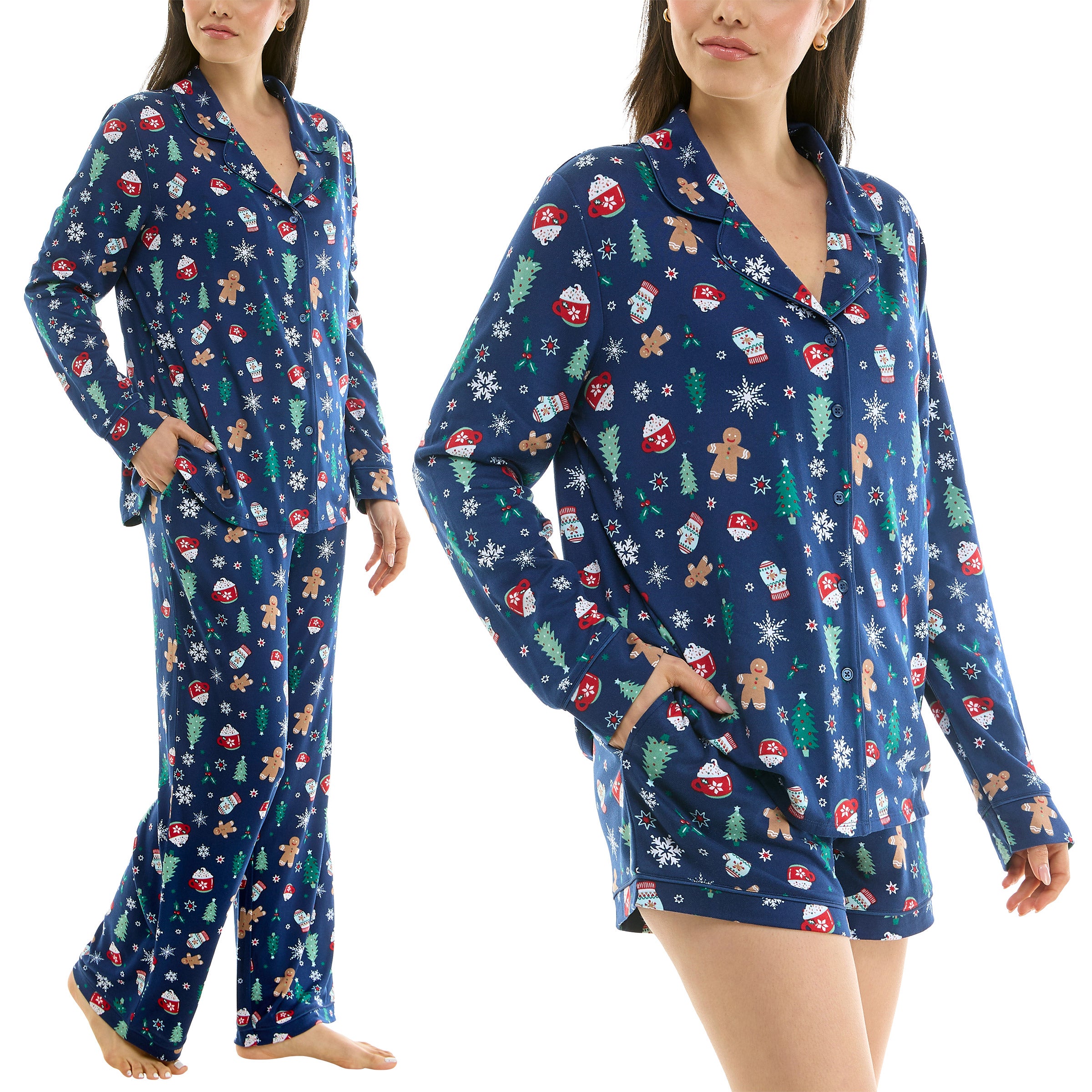 Jaclyn Women's Holiday 3-piece Notch Collar PJ Set