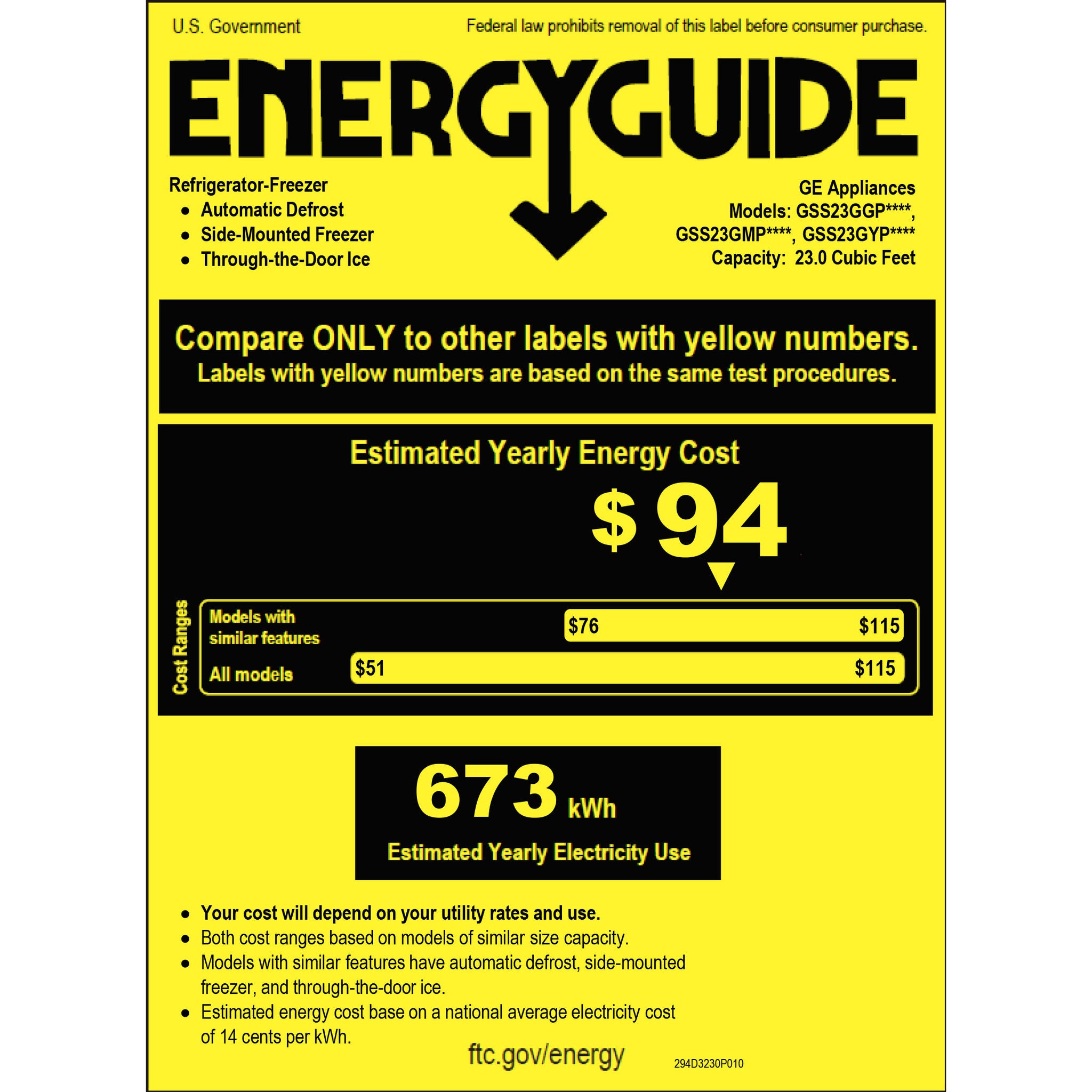 GE 23.0 cu. ft. Side-By-Side Refrigerator