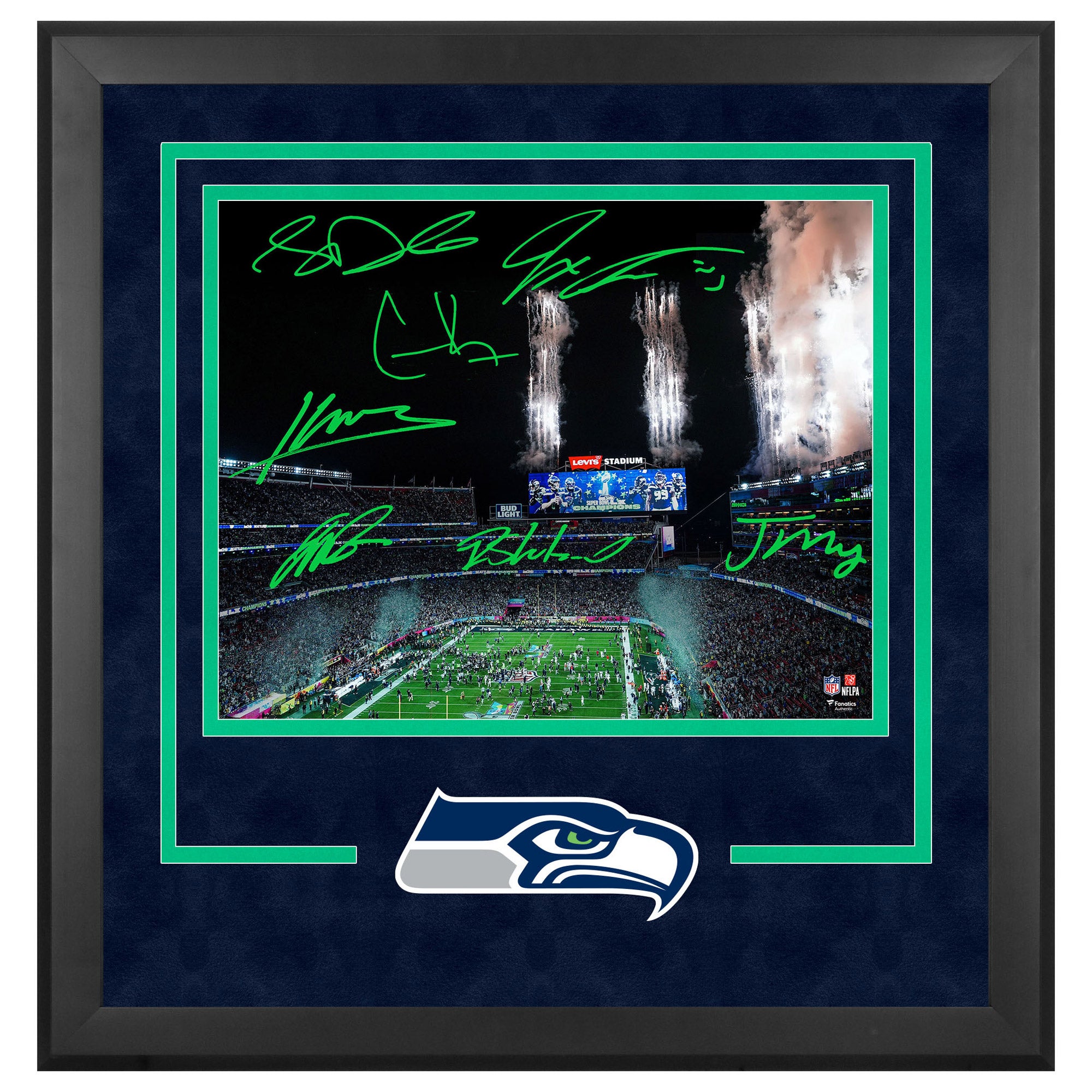 Seattle Seahawks Autographed Super Bowl LX Champions Photograph with Multiple Signatures - Fanatics Authenticated