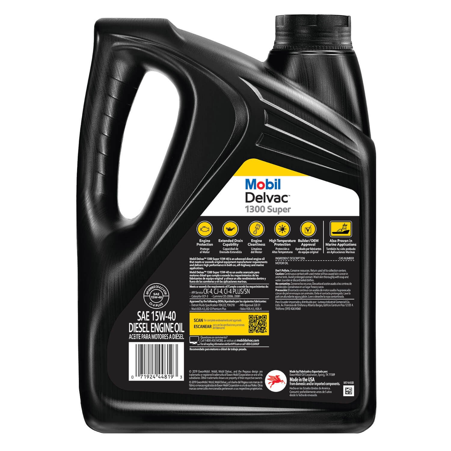 Mobil Delvac 1300 Super Heavy Duty Synthetic Blend Diesel Engine Oil 15W-40, 1-Gallon/4-Pack