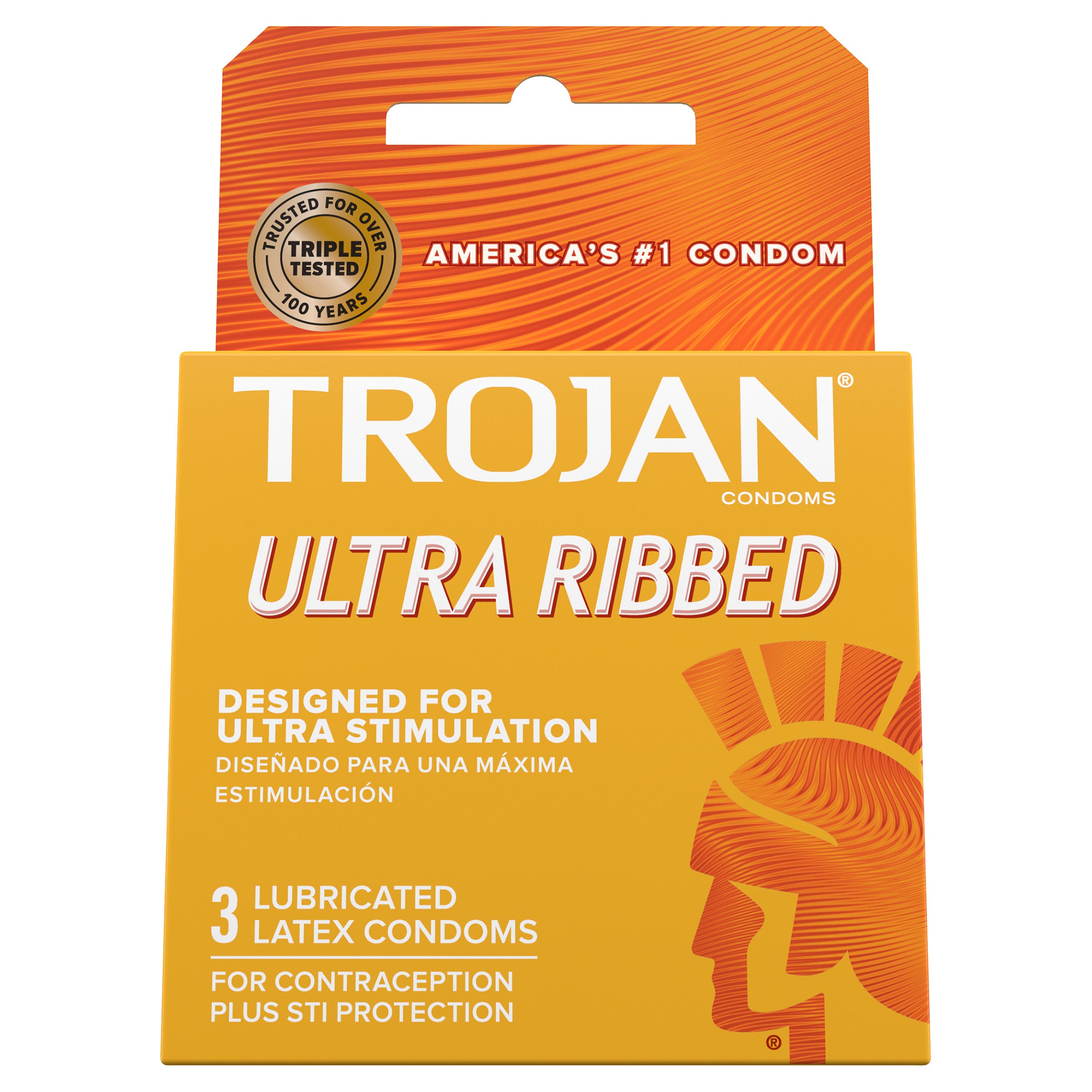 Trojan Ultra Ribbed Lubricated Latex Condoms, 18-count