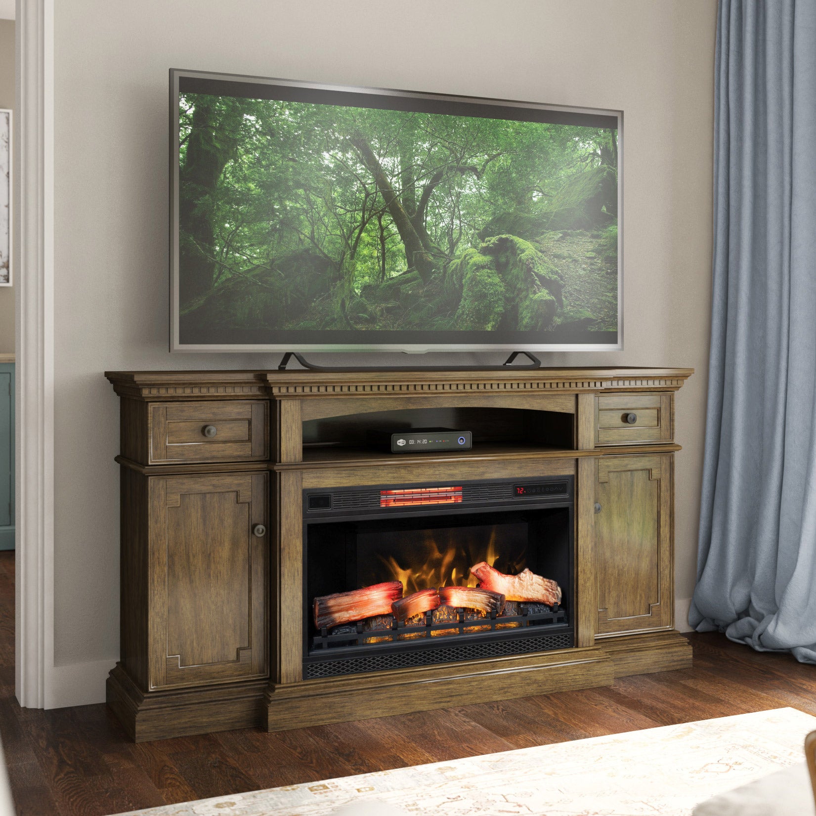 Tresanti Easthaven 68" TV Console with Electric Fireplace