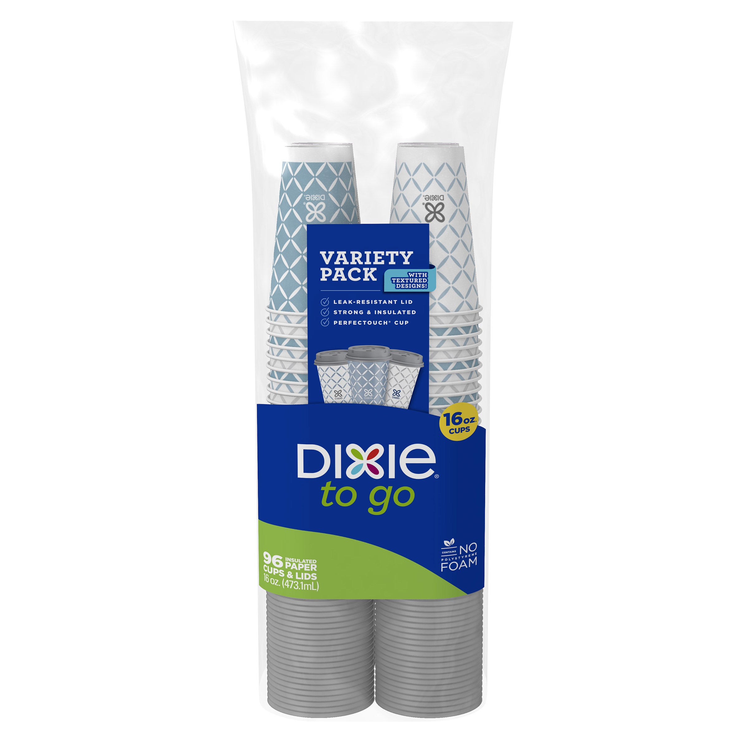 Dixie To Go Hot Cups & Lids, 96-count