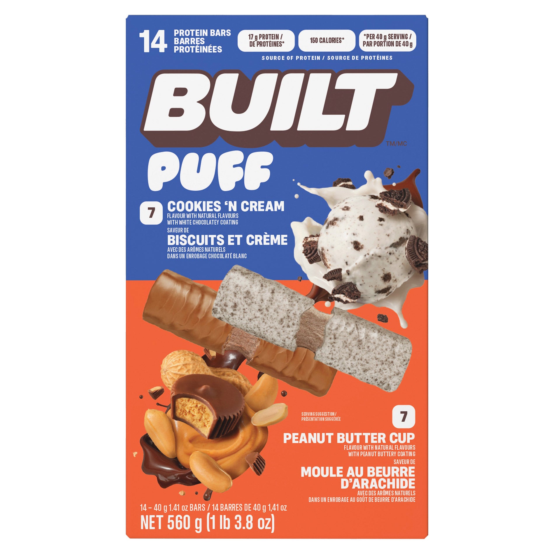 Built Puff Bar Cookies 'n Cream and Peanut Butter Cup, 1.41 oz, 14-count
