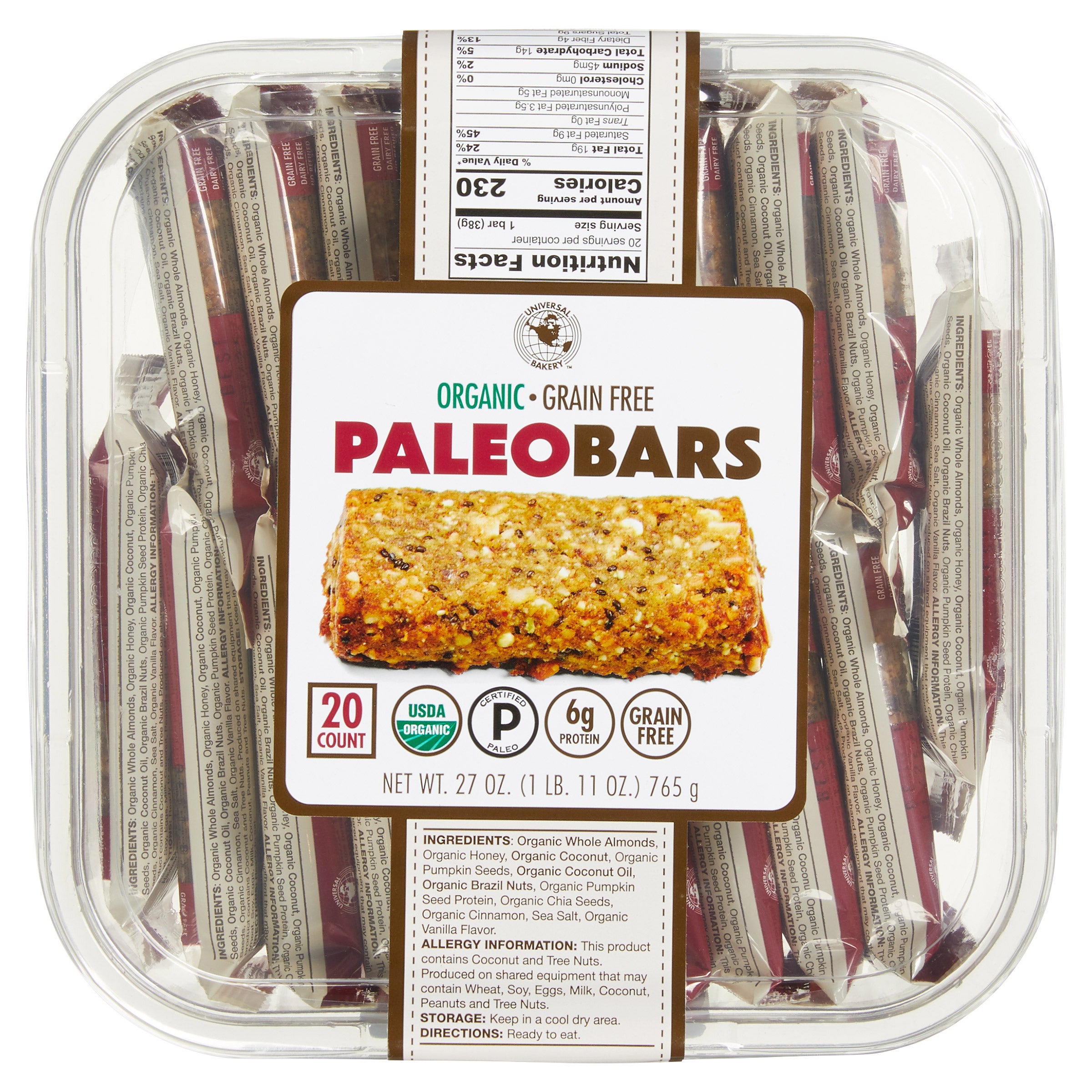 Universal Bakery Organic Paleo Bars, 20-Count