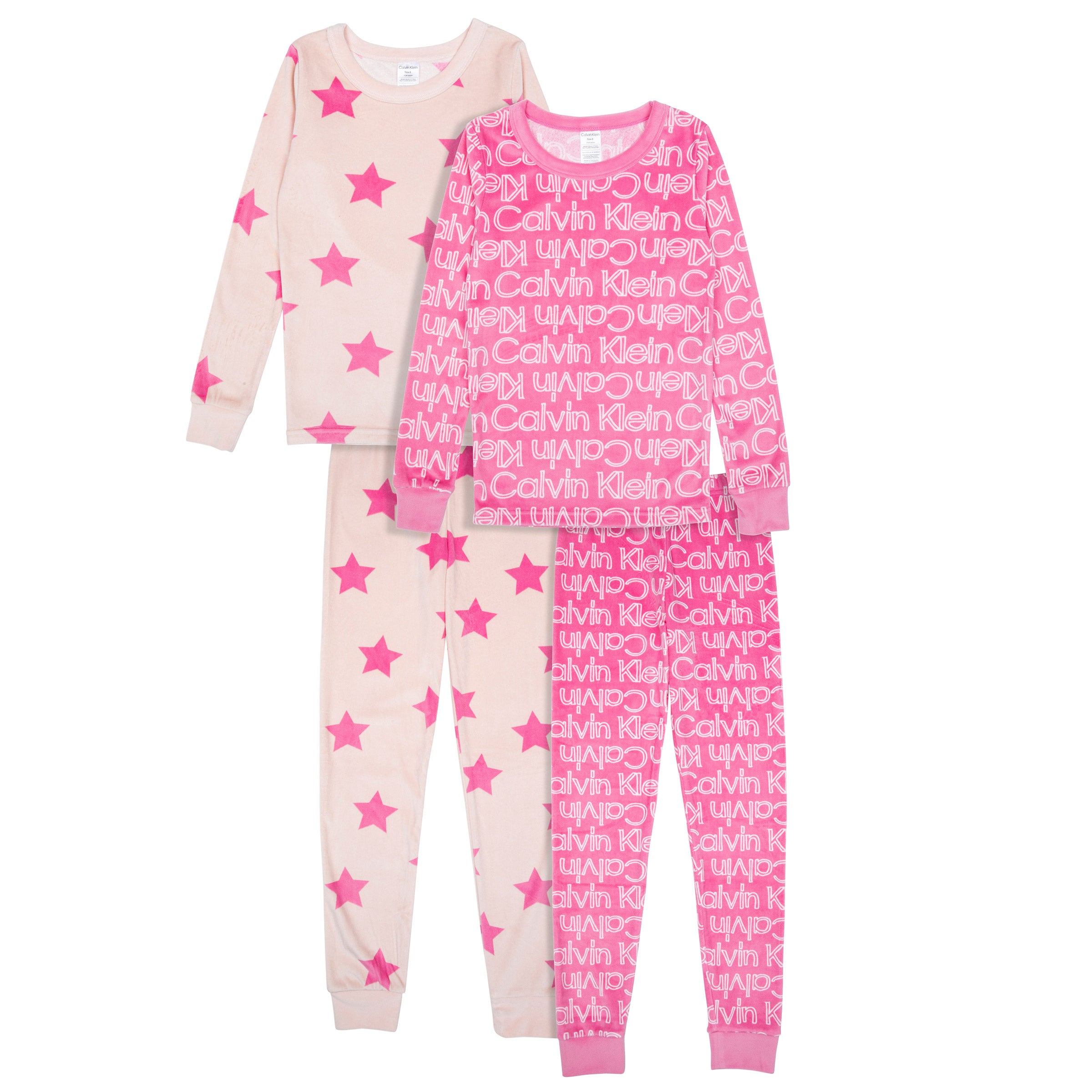 Calvin Klein Kids 4-piece Pajamas, Pink or Green