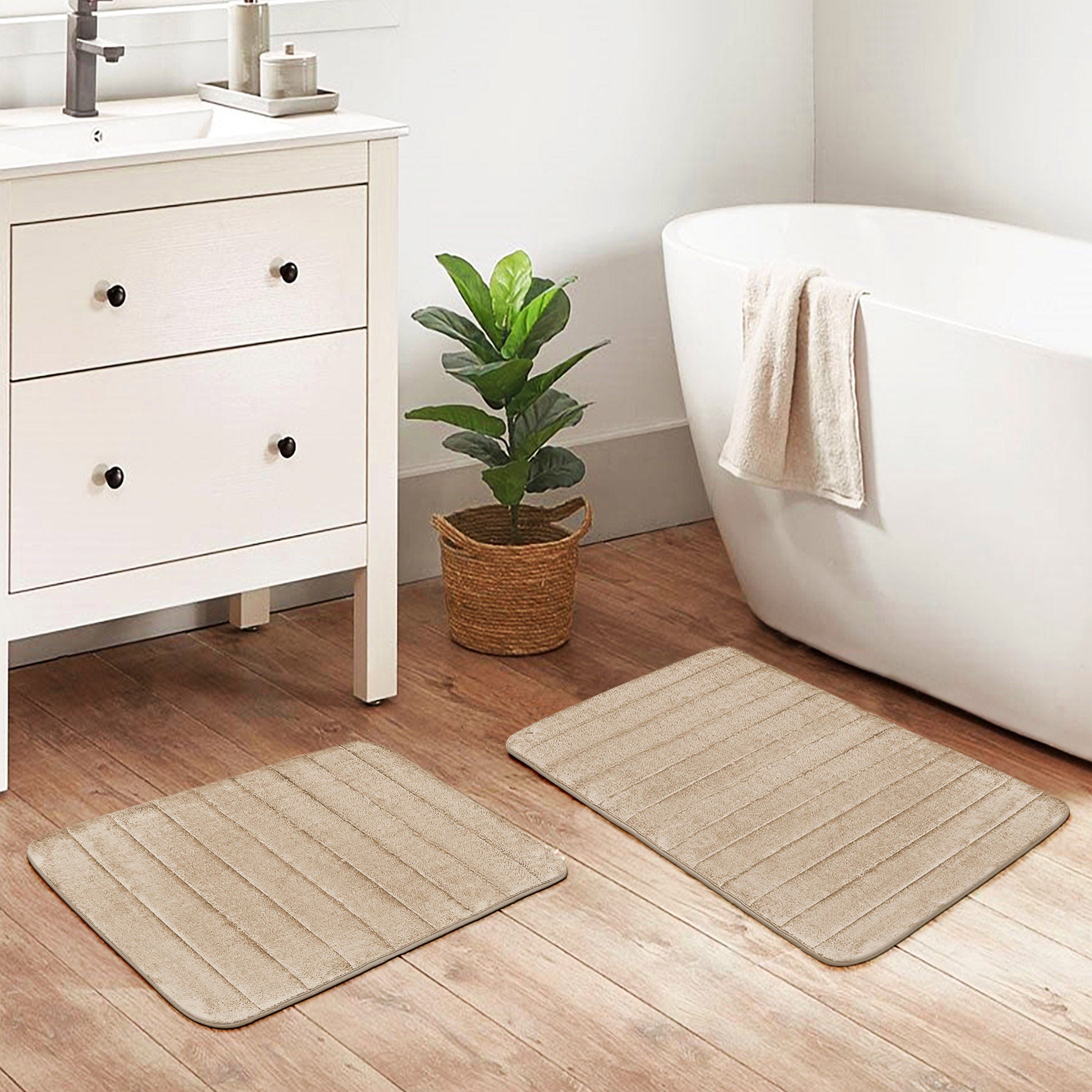 Channel Stitch Memory Foam Bath Mat, 2-pack