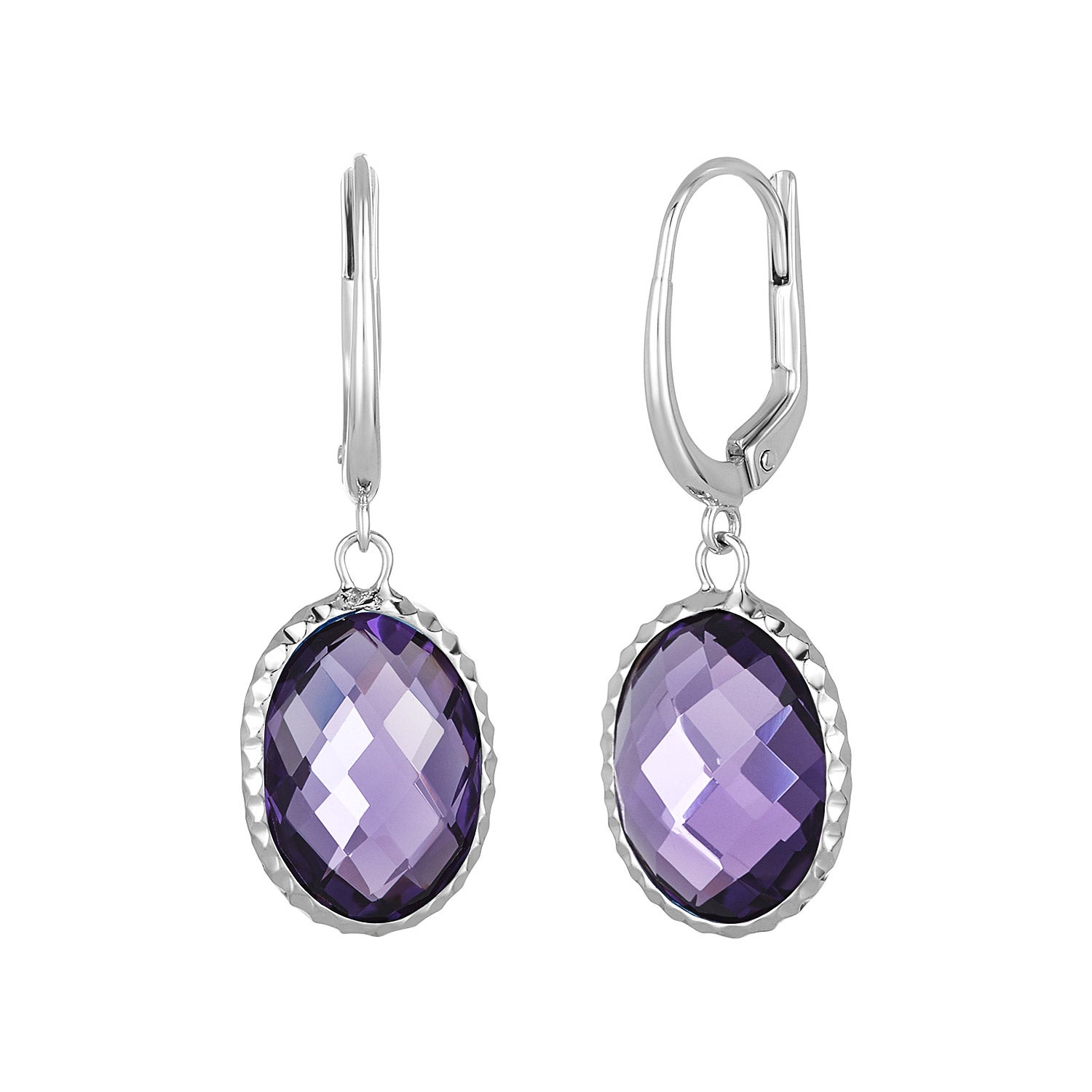 Oval Gemstone 14kt White Gold Earring