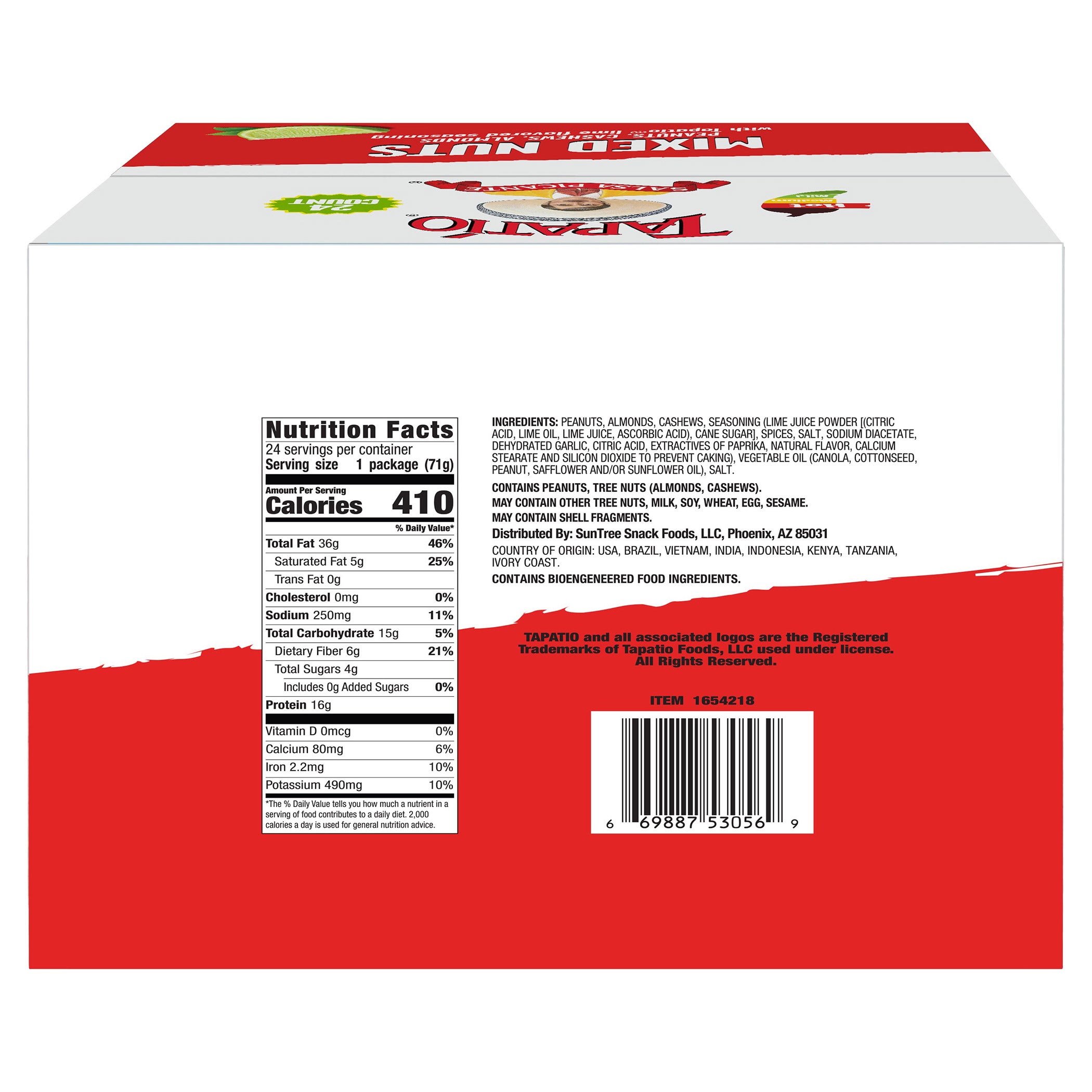 Tapatio Mixed Nuts, Salsa Picante, 2.5 oz, 24-count