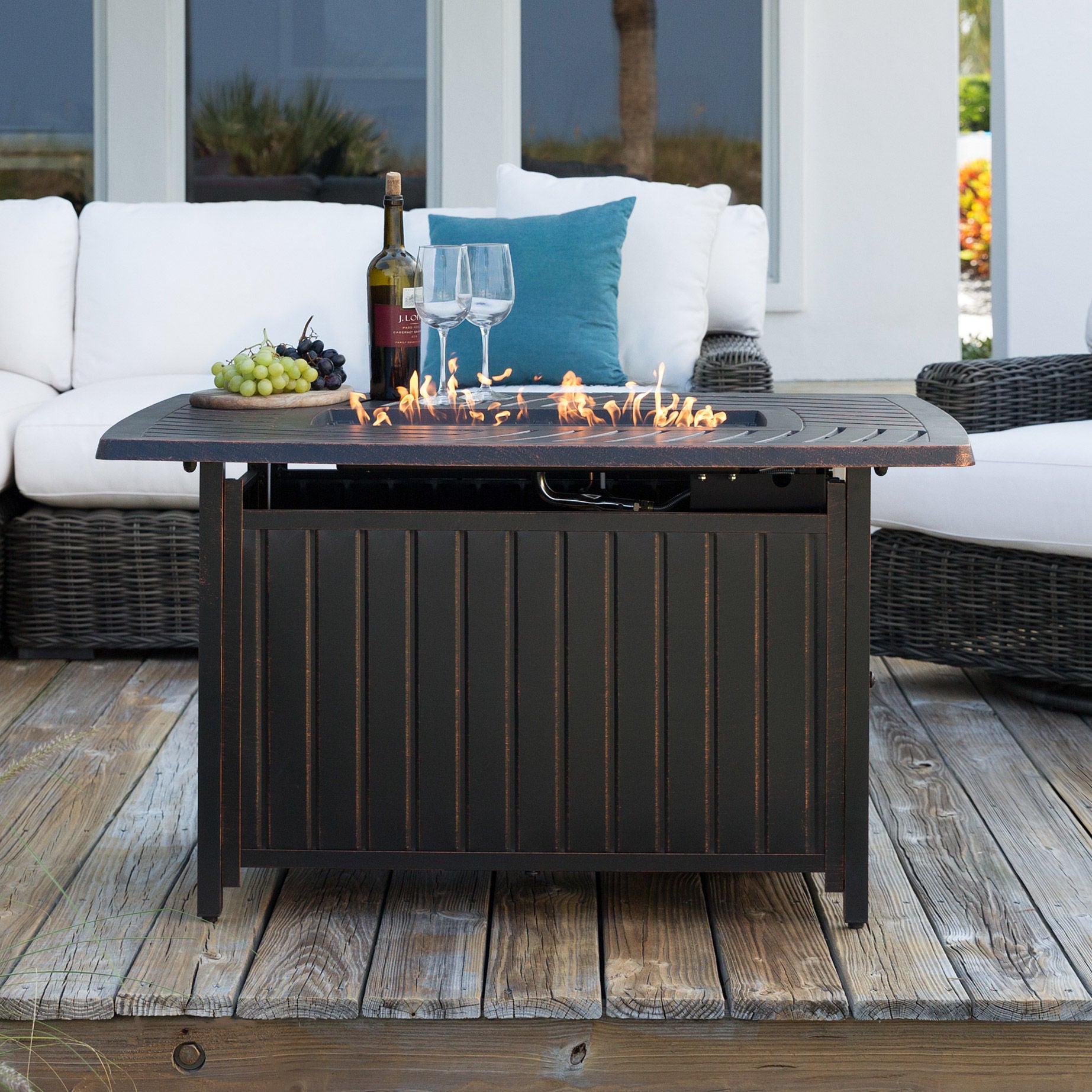 Bravos Rectangle Aluminum Gas Fire Pit