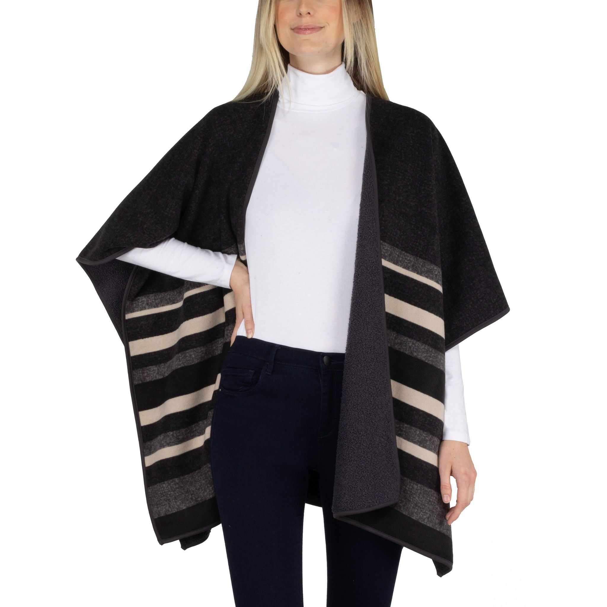 Ike Behar Ladies' Reversible Wrap with High Pile Fleece