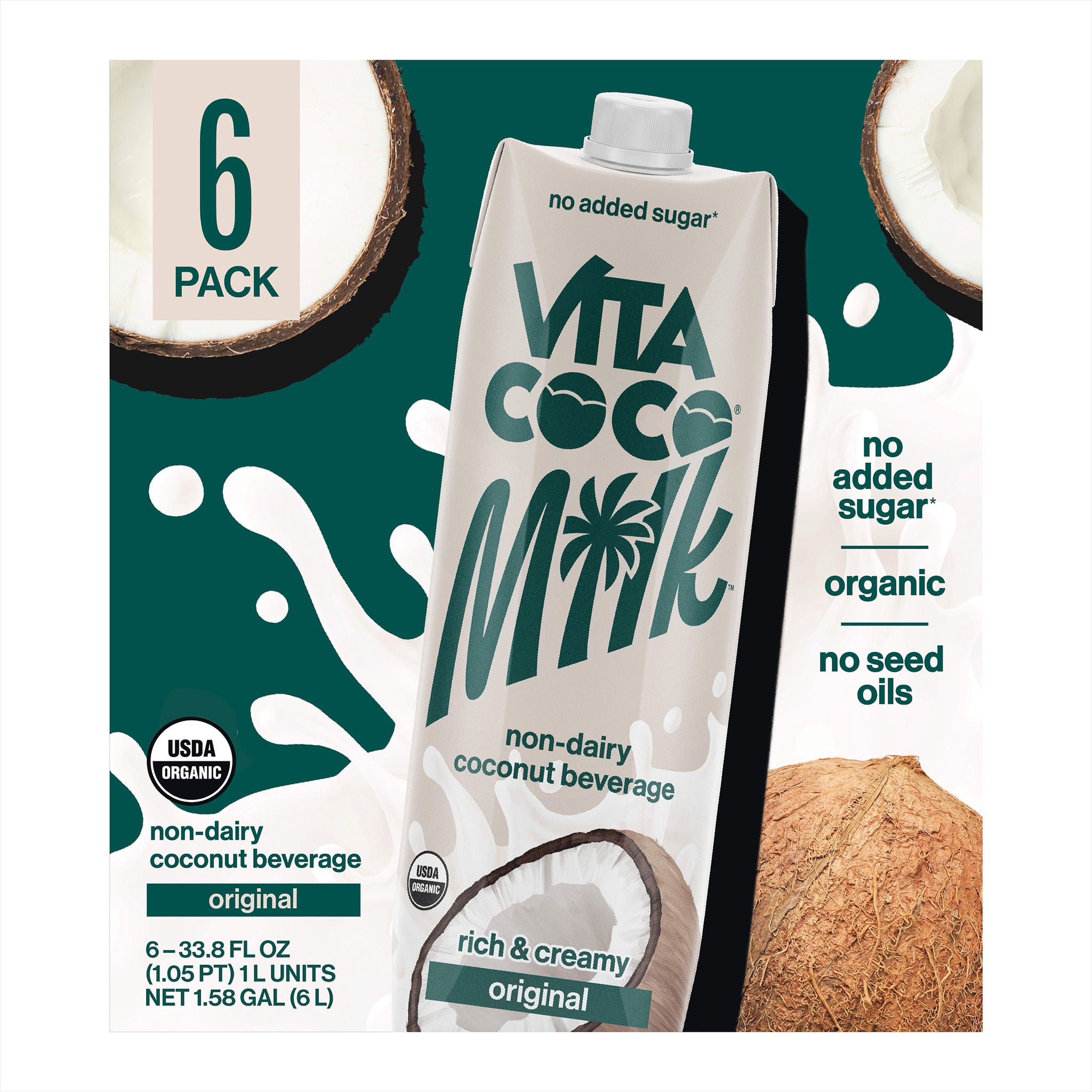 Vita Coco Organic Coconut Non-Dairy Beverage, 33.8 fl. oz, 6-count