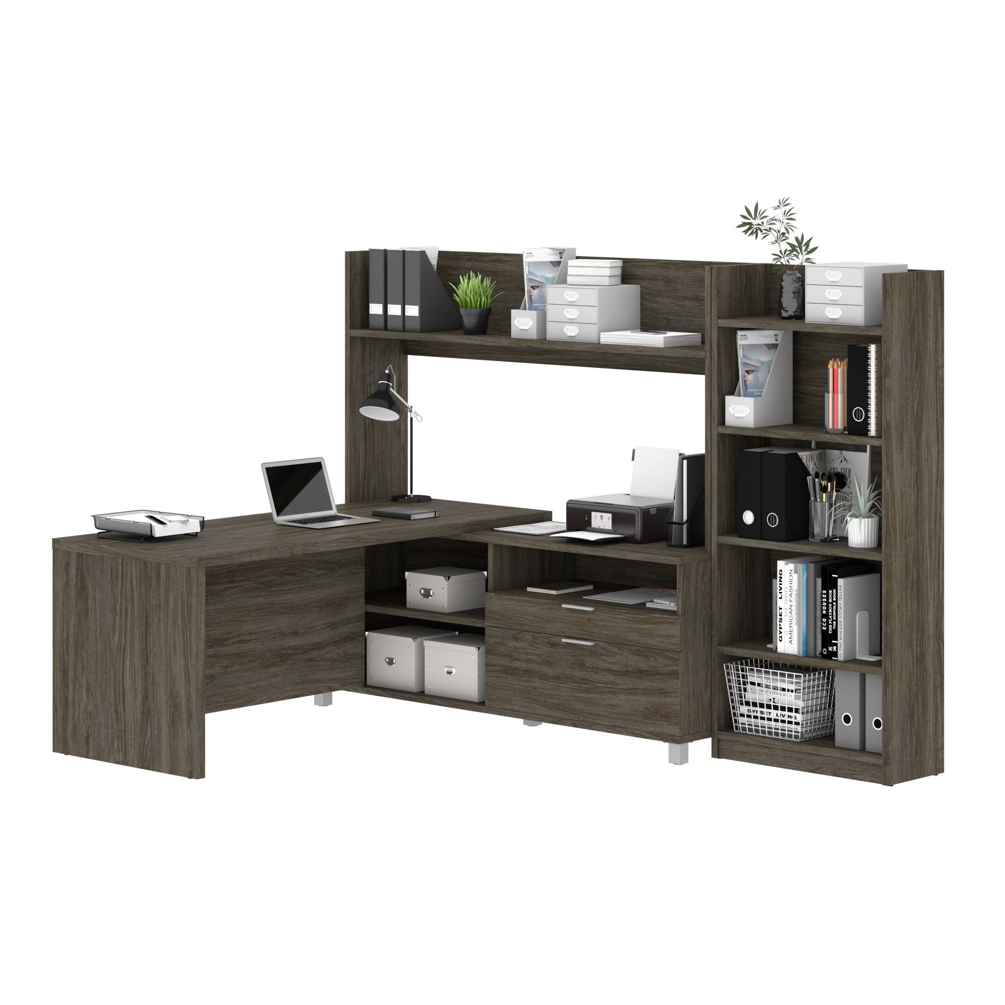 Columbia L-Shape Desk with Bookcase