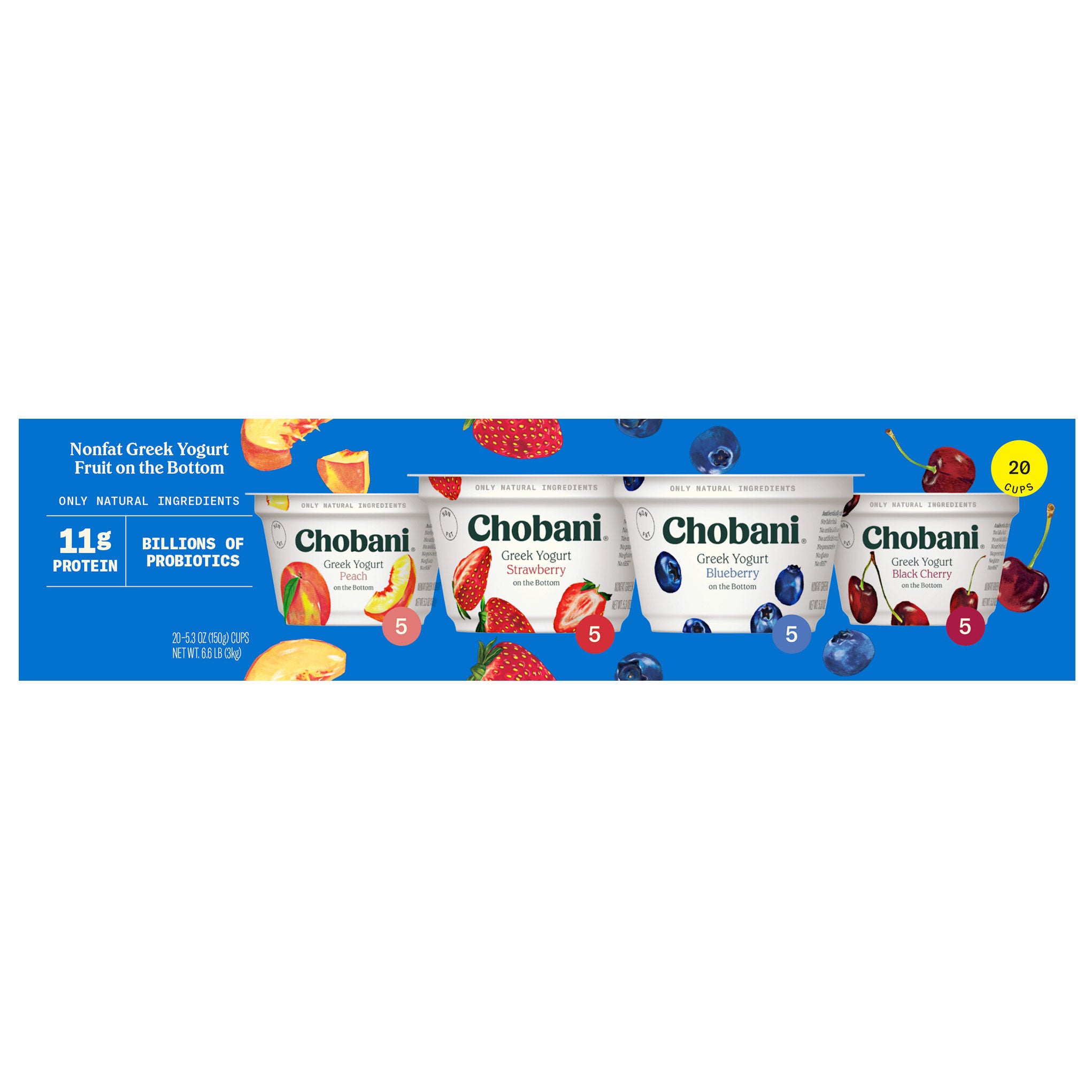 Chobani Greek Yogurt Variety Pack, 5.3 oz, 20-count