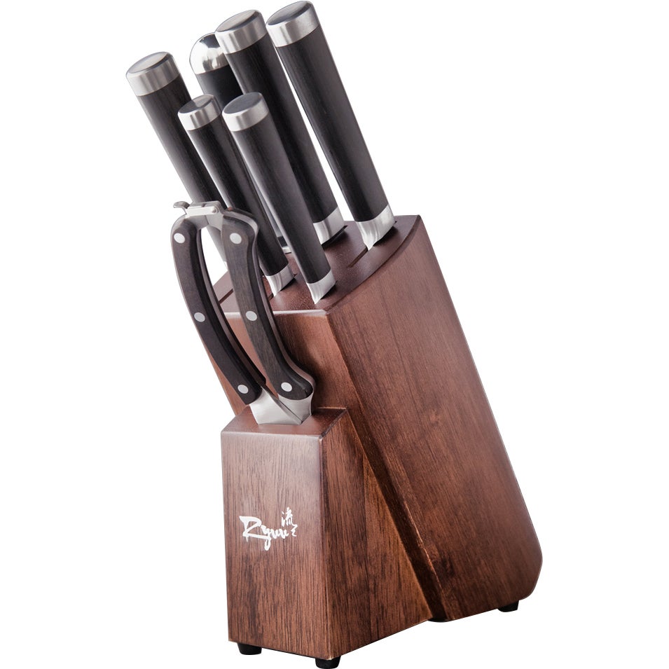 Ryuu VG10 Damascus 8-piece Knife Set with Block