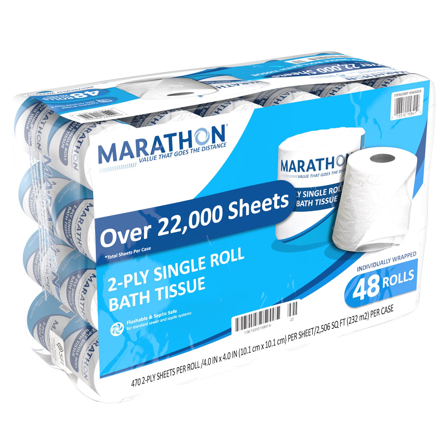Marathon Bath Tissue, 2-Ply, 470 Sheets, 48 Rolls