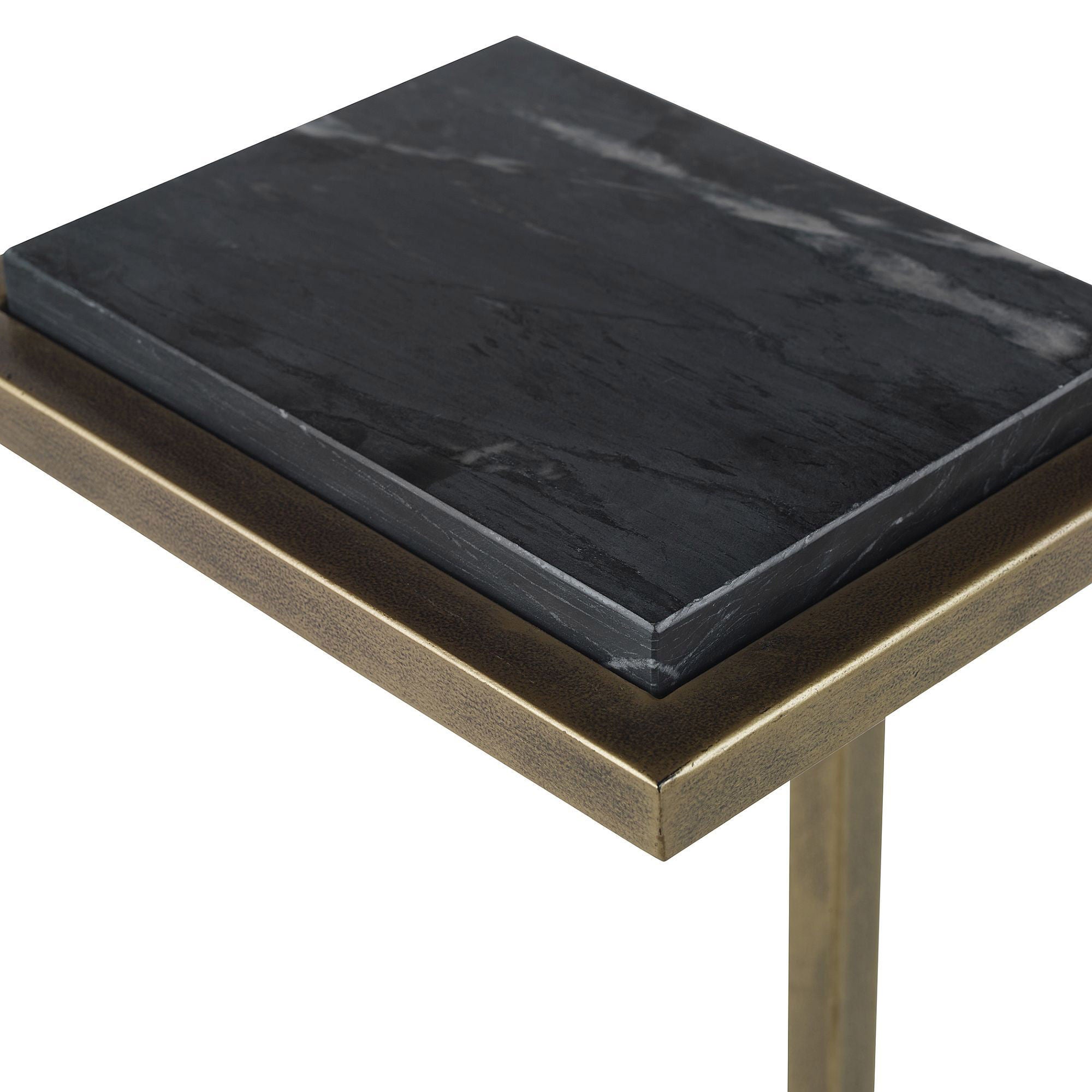 Cailin 23" Side Table, Black Marble