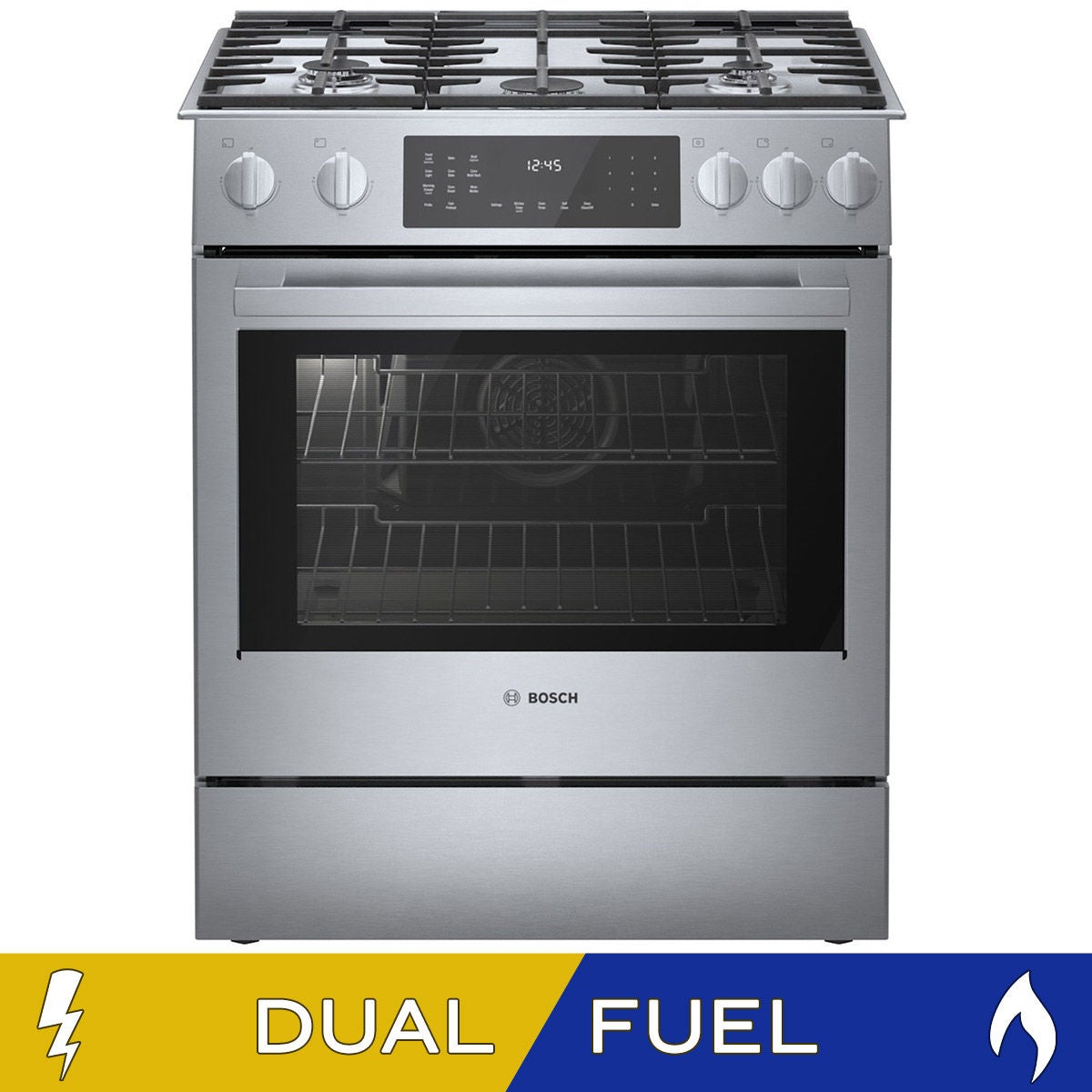 Bosch 800 Series 4.6 cu. ft. Dual Fuel Slide-in Range with Convection Pro and Third Heating Element