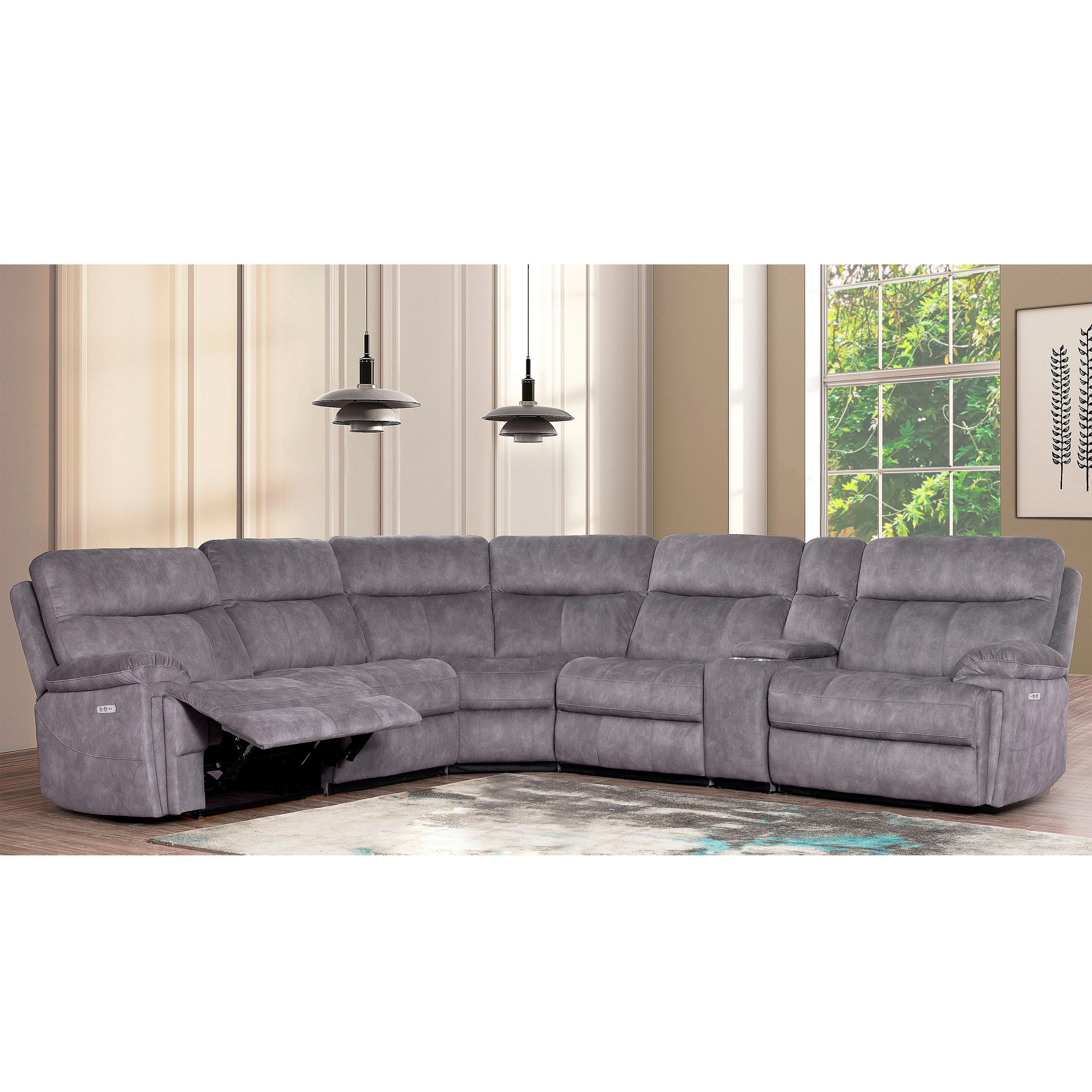 Tilden Fabric Gray Power Reclining Sectional Sofa