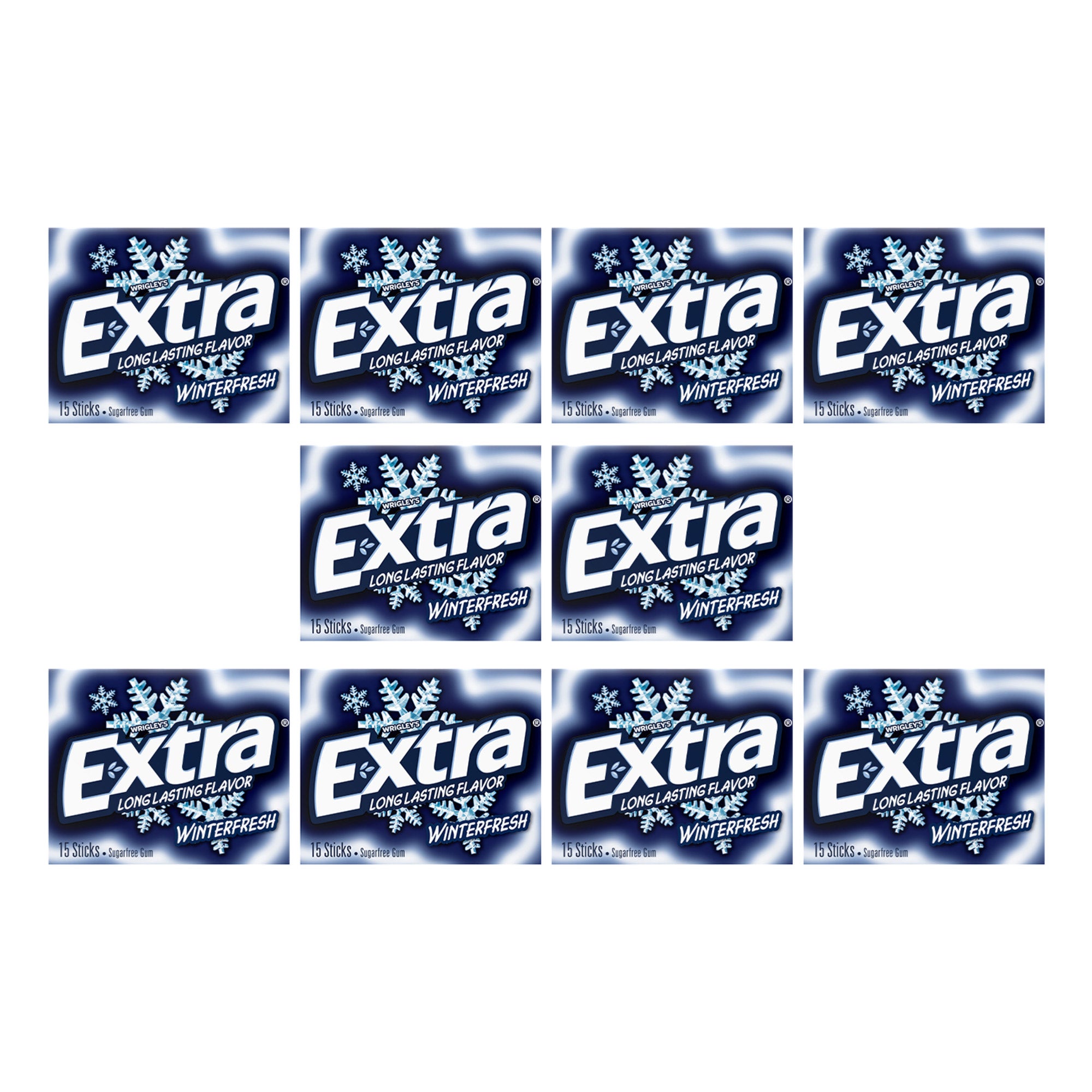 Extra Sugar Free Chewing Gum, Winterfresh, Slim Pack, 15 Sticks, 10-Count