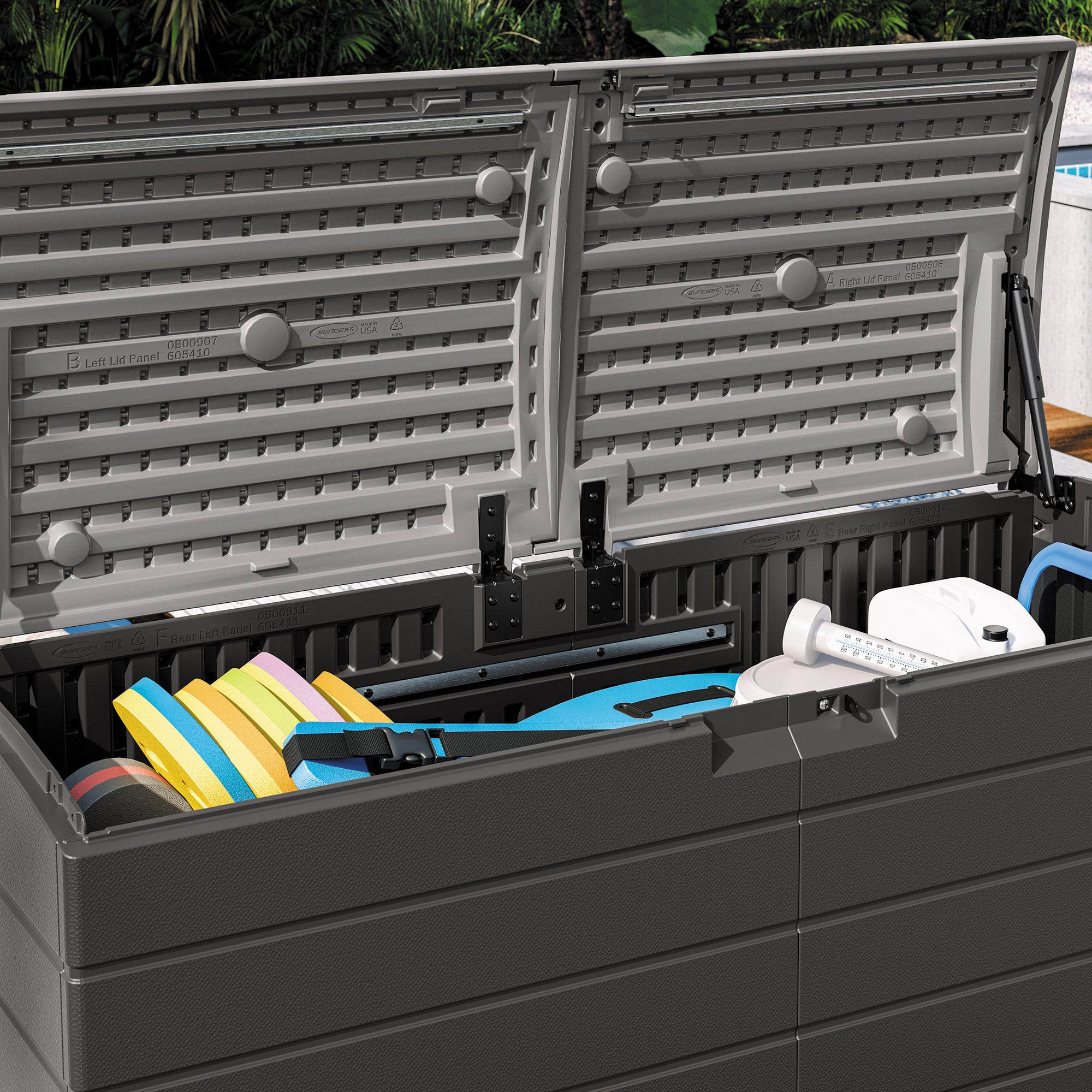 Suncast 120 Gallon Split Lid Extra Large Deck Box