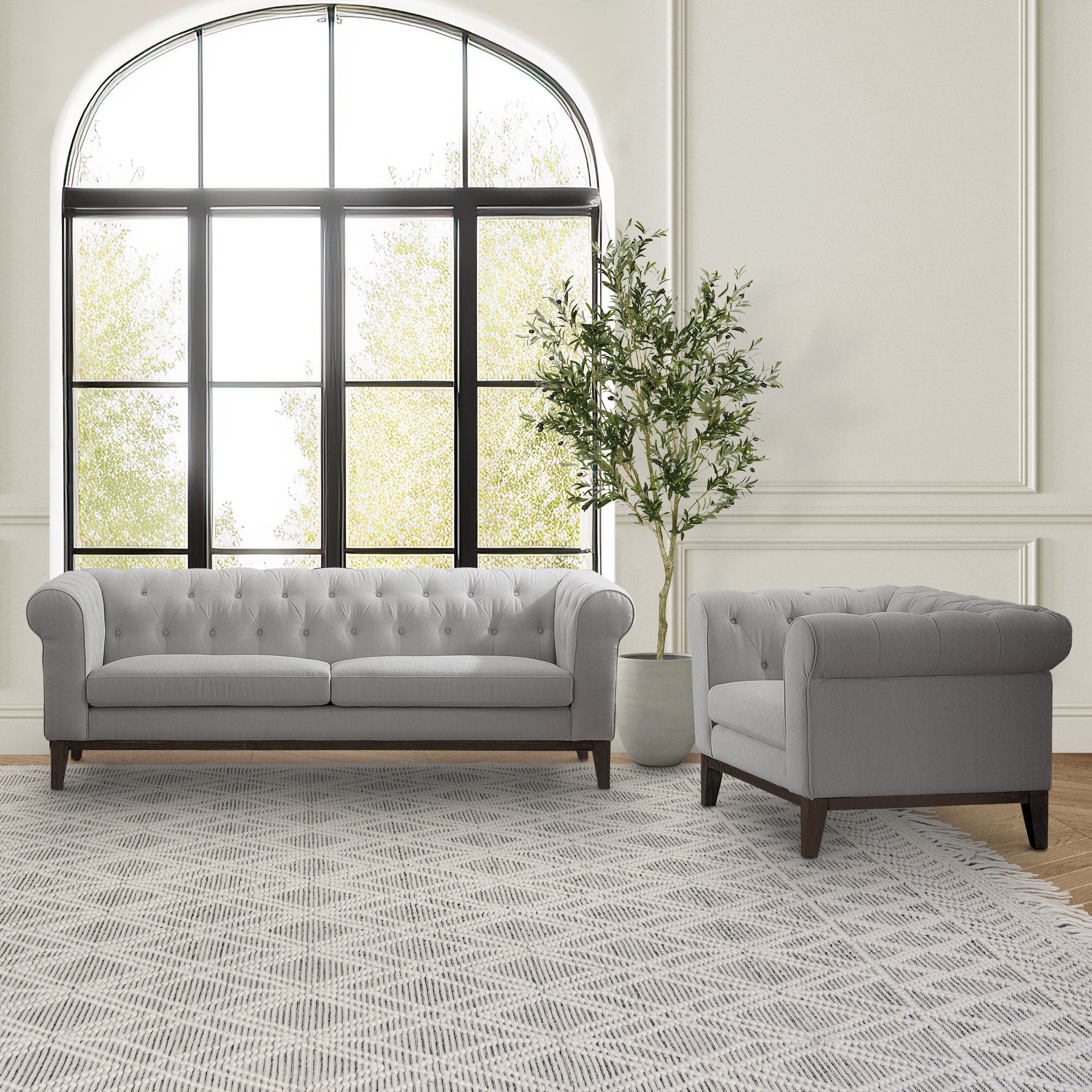Gwen Fabric Chesterfield 2-piece Set, Sofa and Chair