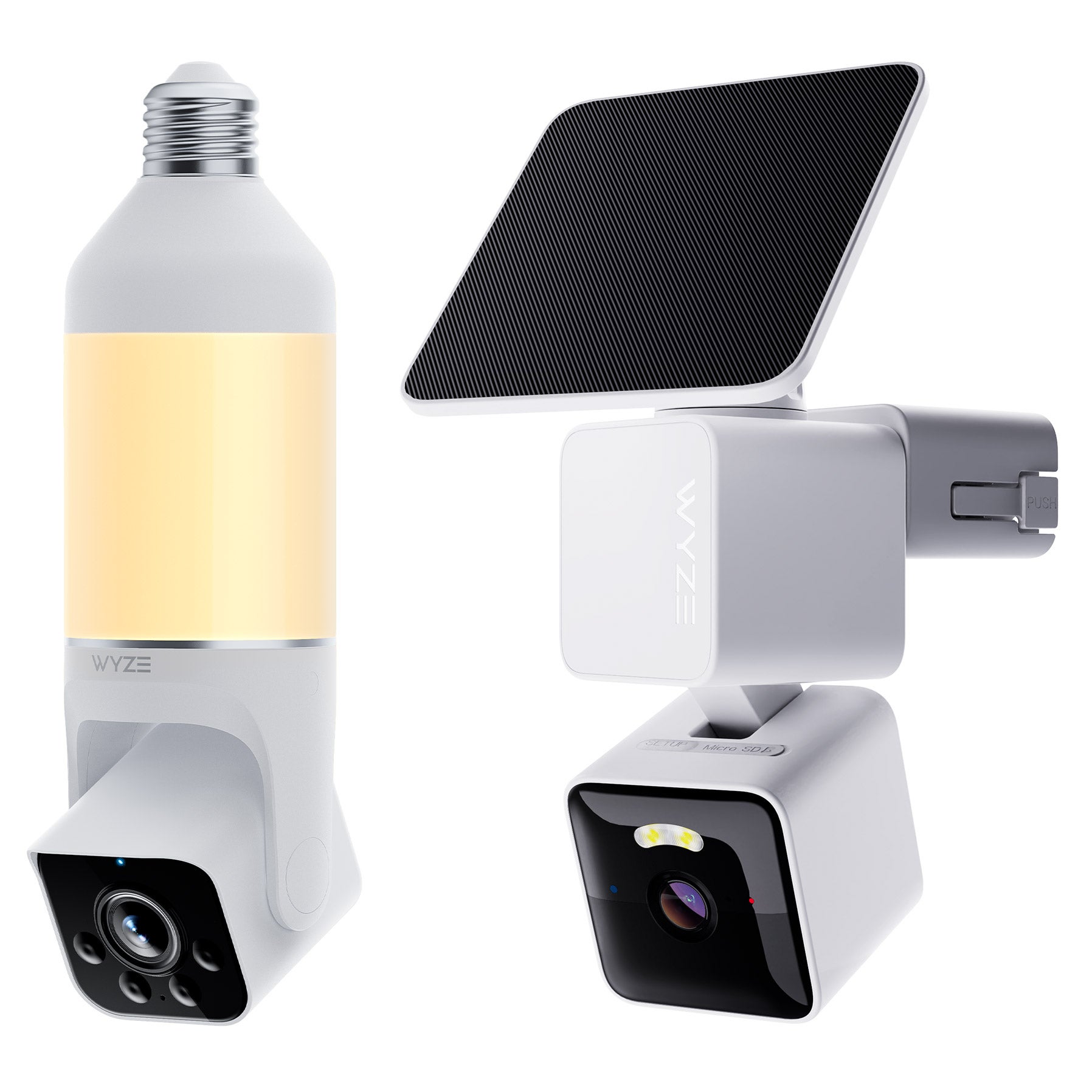 Wyze Solar Cam Pan 2K and Bulb Cam Outdoor Security Camera Bundle