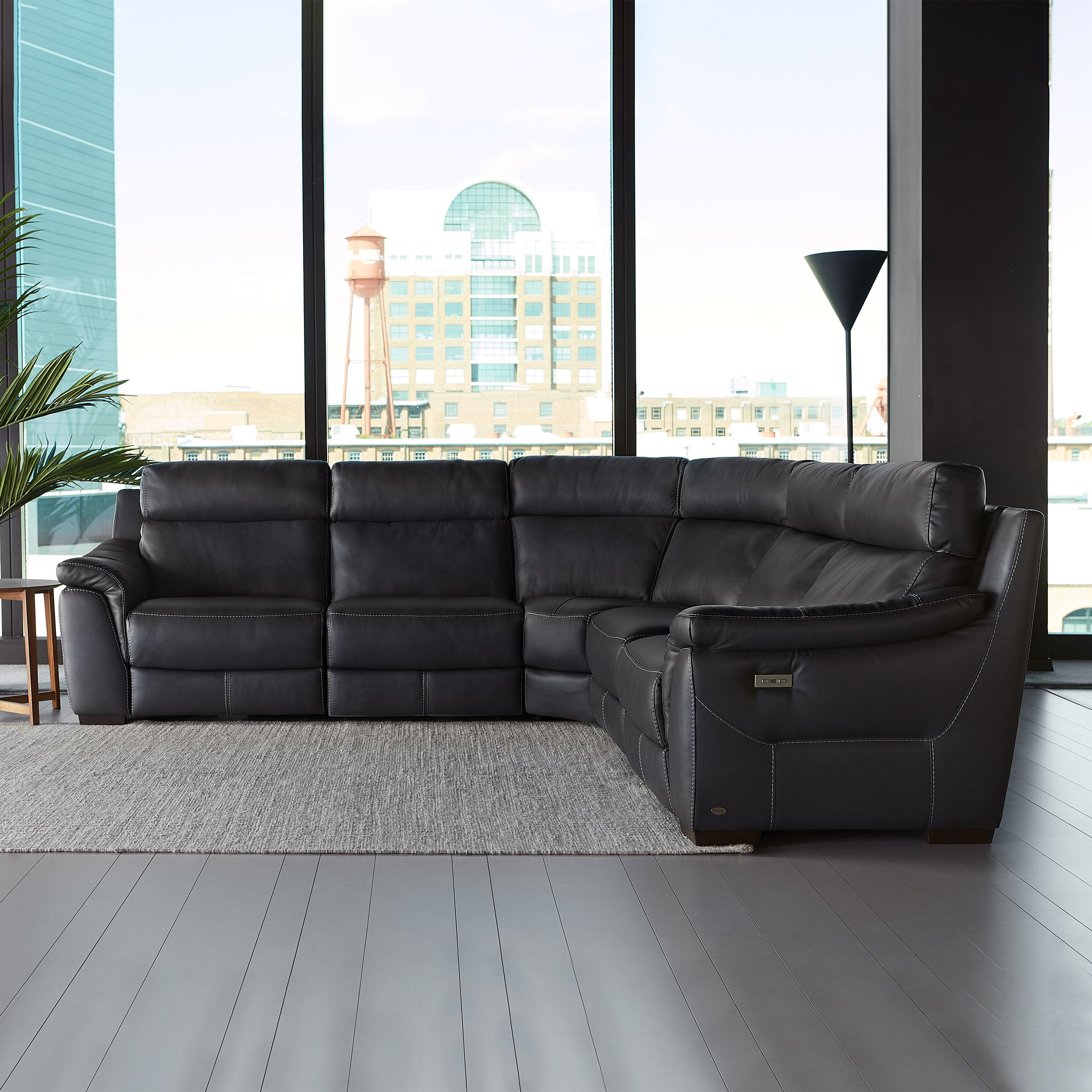 Natuzzi Group Leather Power Reclining Sectional with Power Headrests