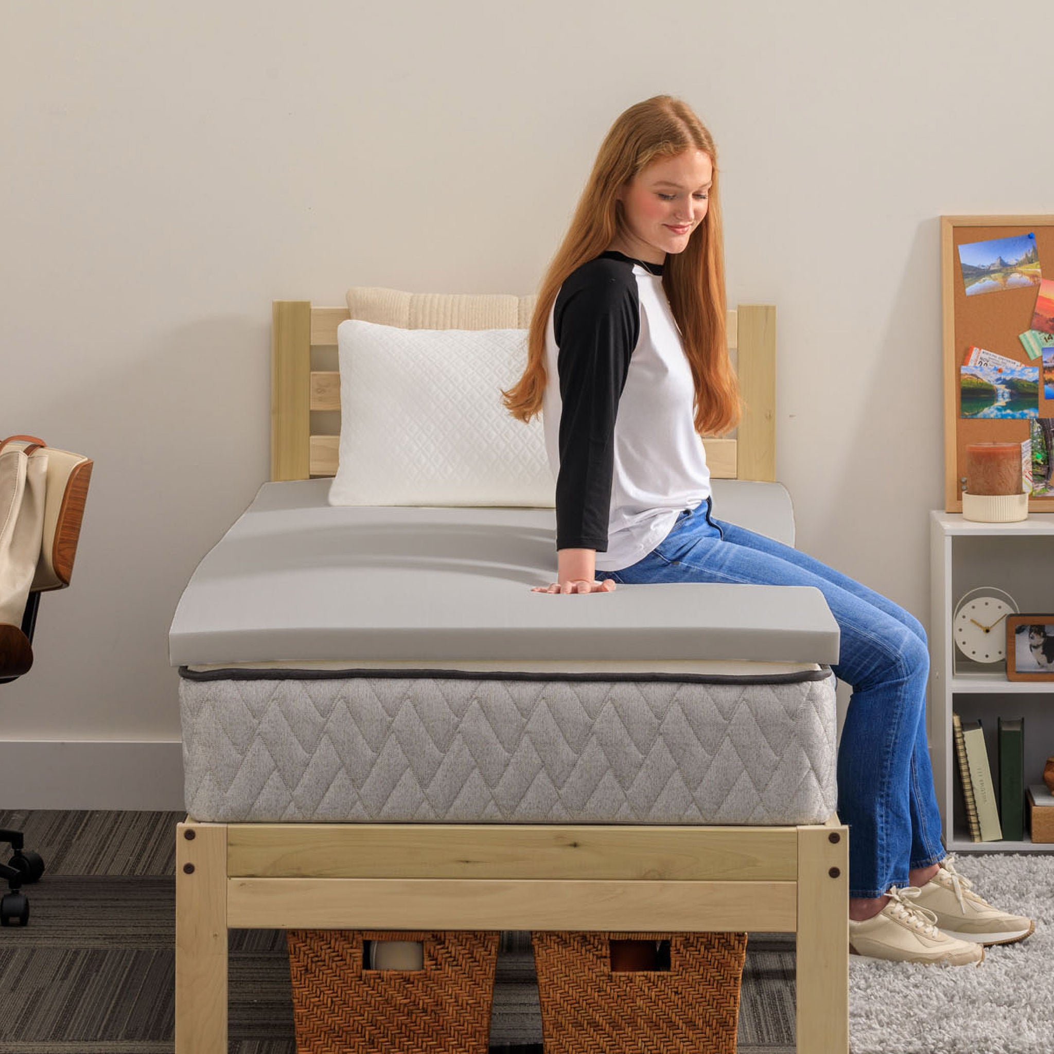 Sealy 2" Charcoal-Infused Memory Foam Dorm Sleep Bundle 3-piece Set, Twin XL