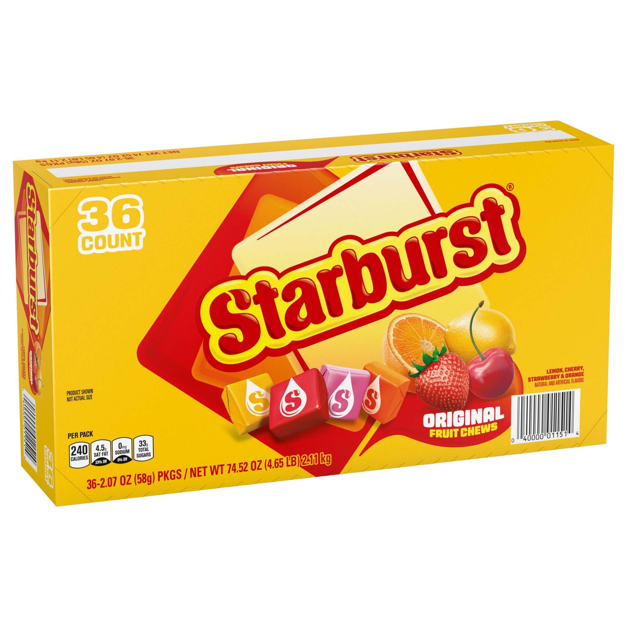Starburst Chewy Candy, Original, Full Size, 2.07 oz, 36-count