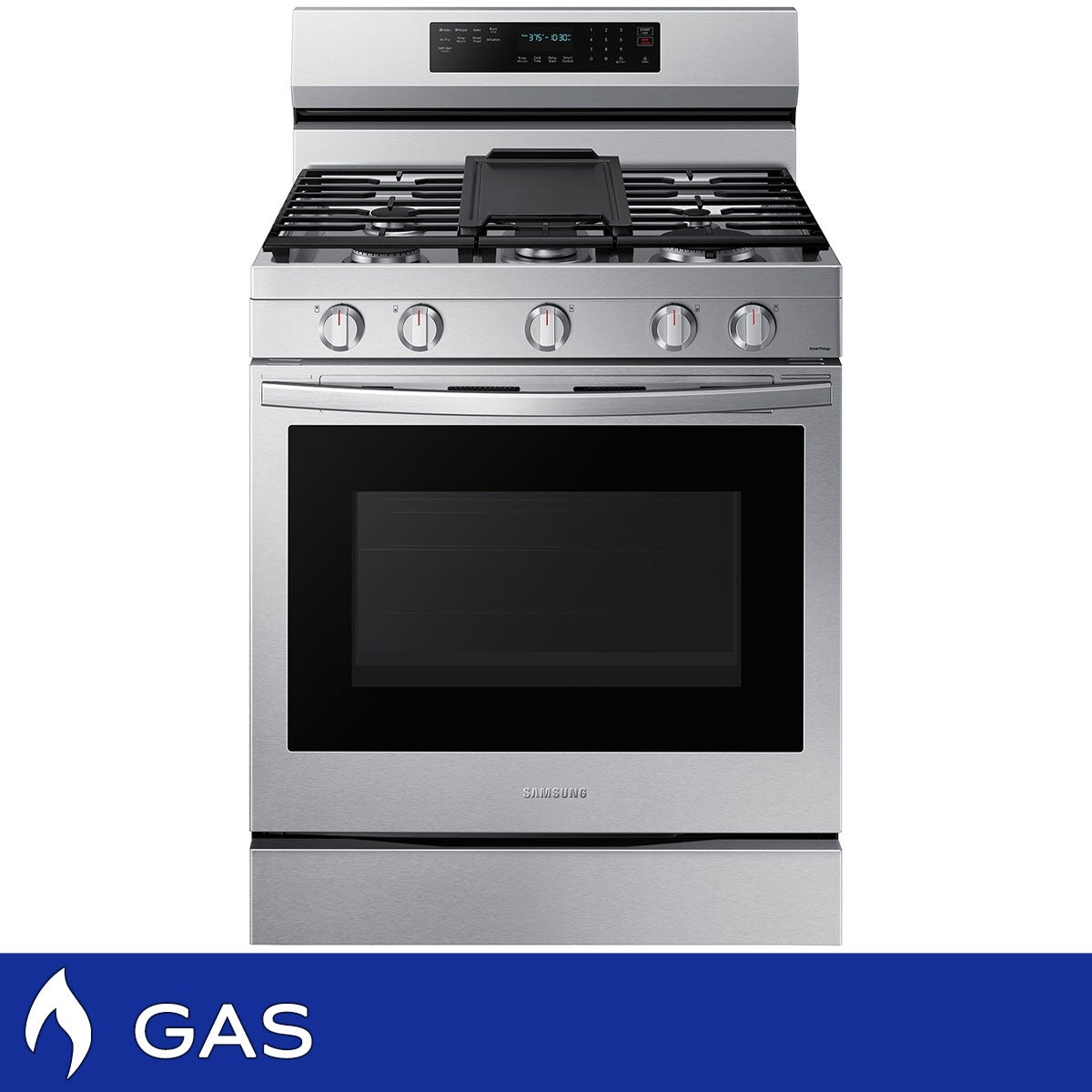 Samsung 6.0 cu. ft. Smart Freestanding Gas Range with No-Preheat Air Fry, Convection+ and Stainless Cooktop