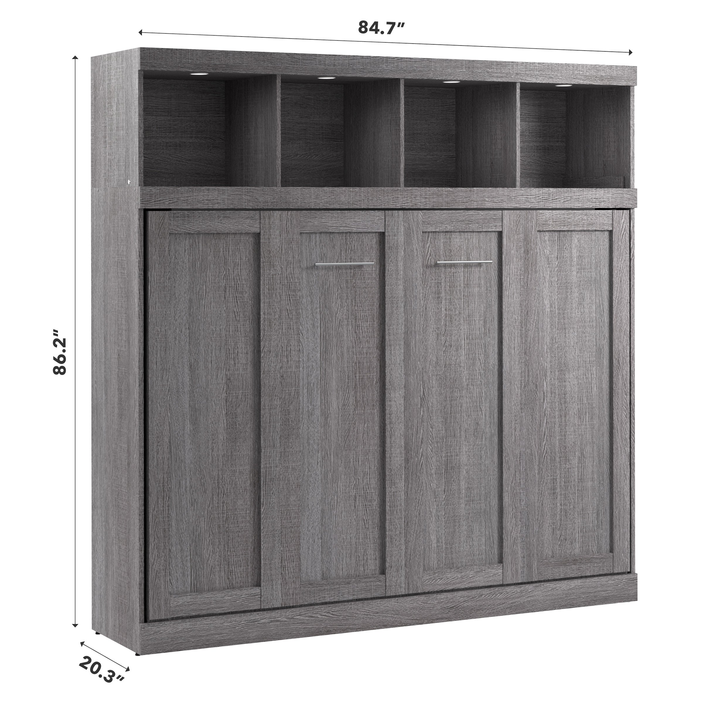 Oasis Horizontal Murphy Bed with Overhead Storage, Queen Size