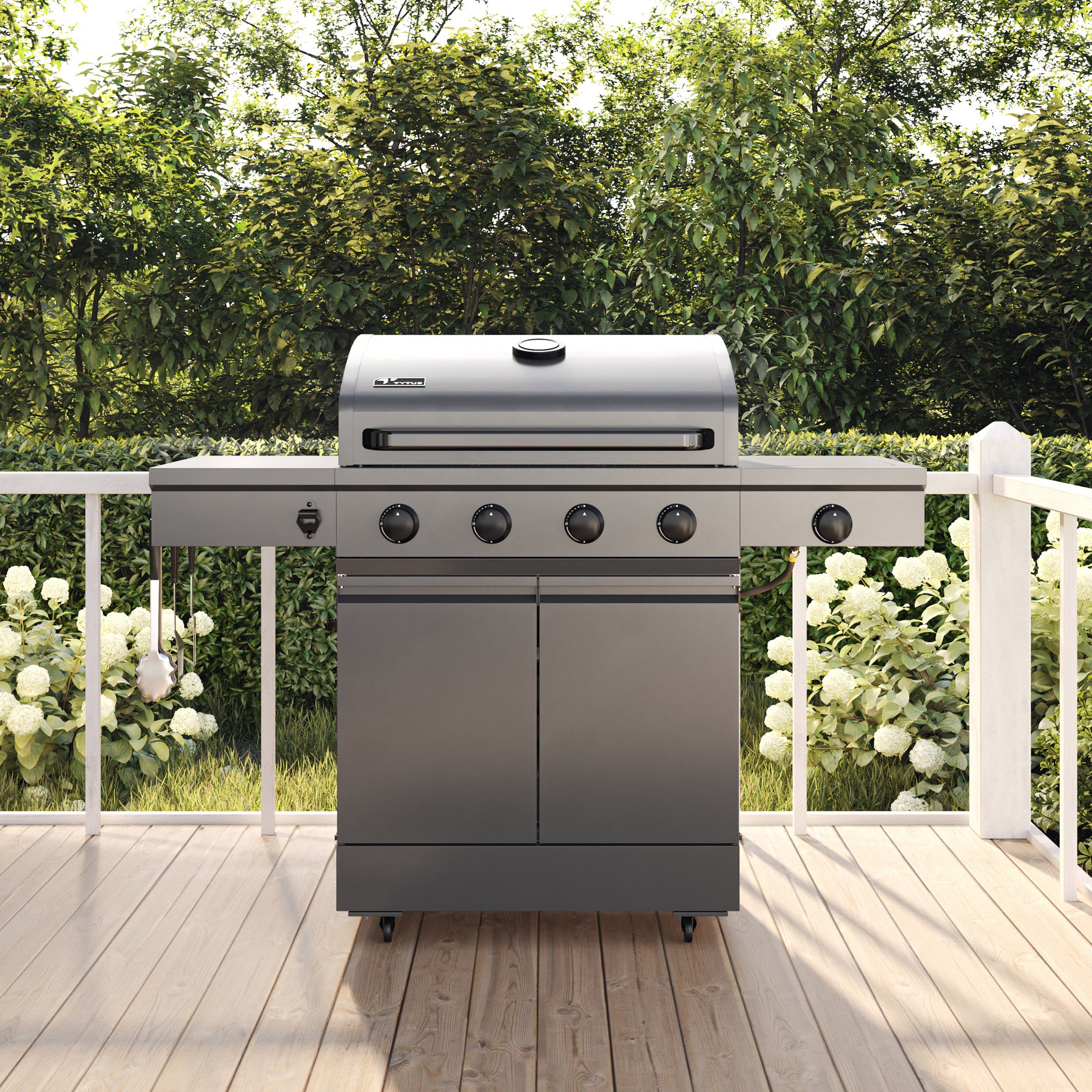 TYTUS Anaheim 4-Burner Gas Grill with Side Burner and Cover