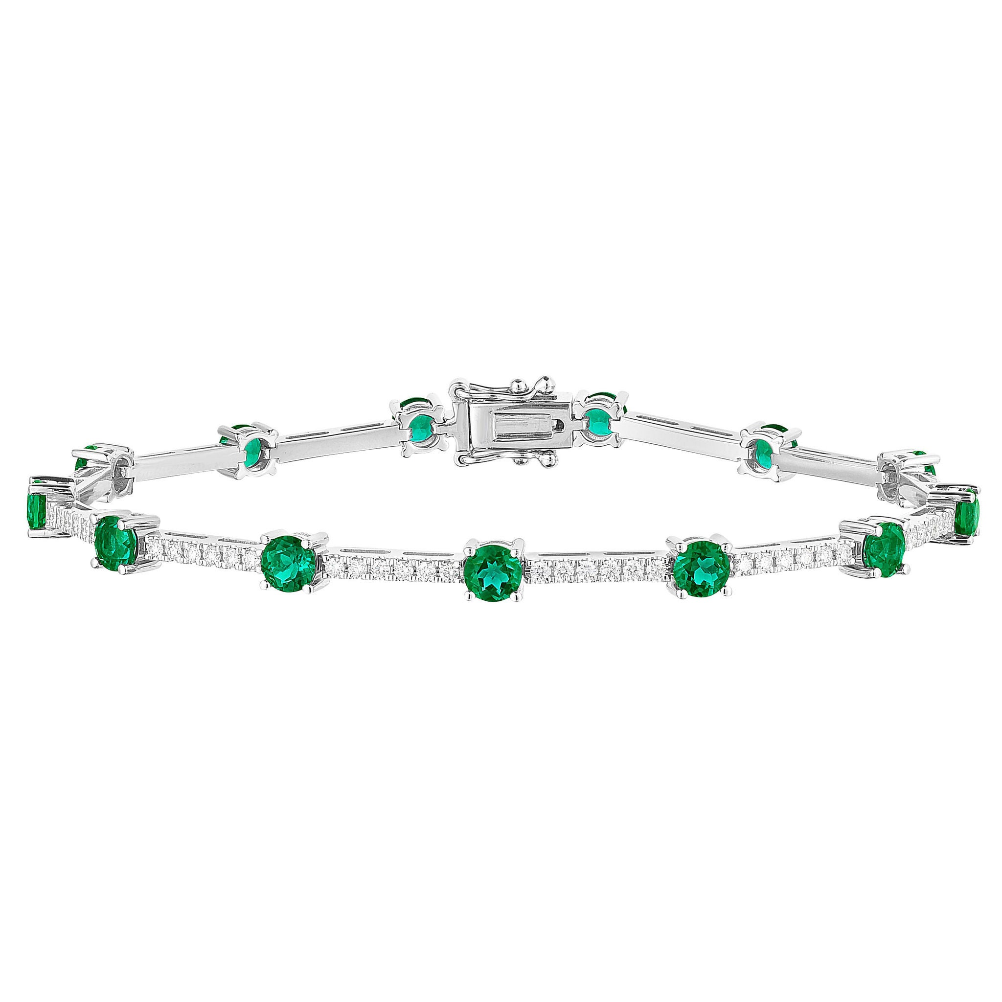 Gemstone and Diamond 14kt White Gold Bracelet