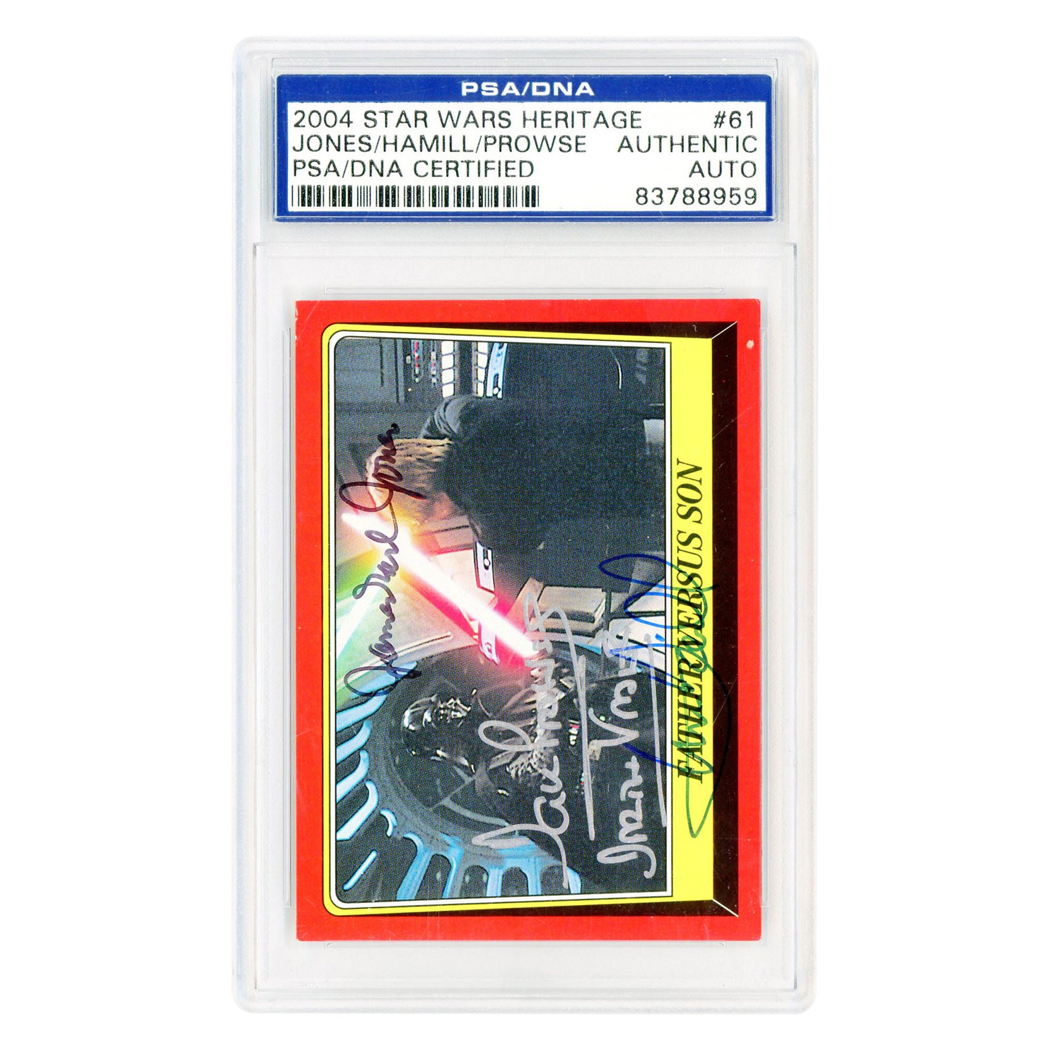 Mark Hamill, James Earl Jones and David Prowse Return of the Jedi Autographed 2004 Topps Heritage #61 Card - PSA Authenticated