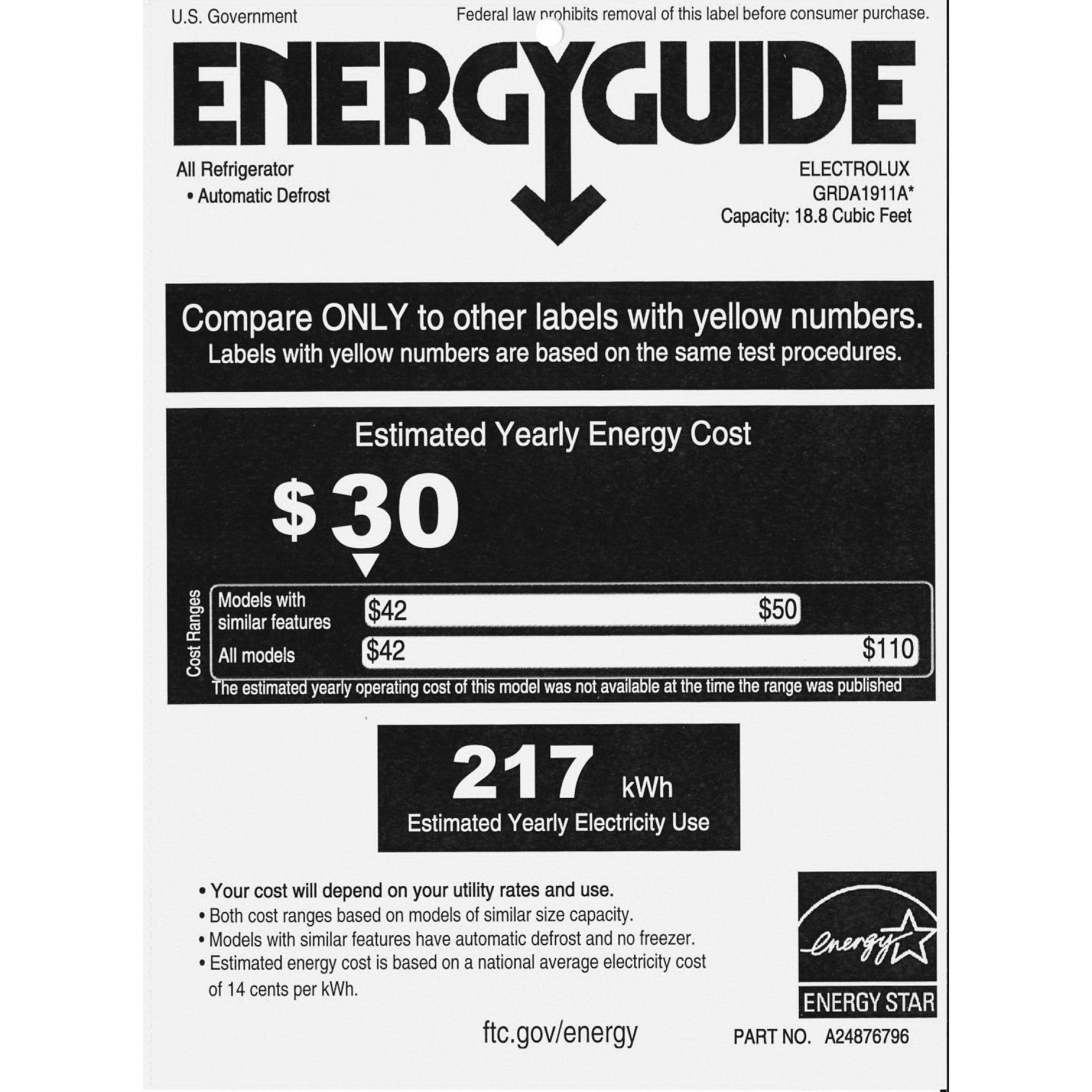 Frigidaire Gallery 18.8 cu. ft. Single-Door Refrigerator