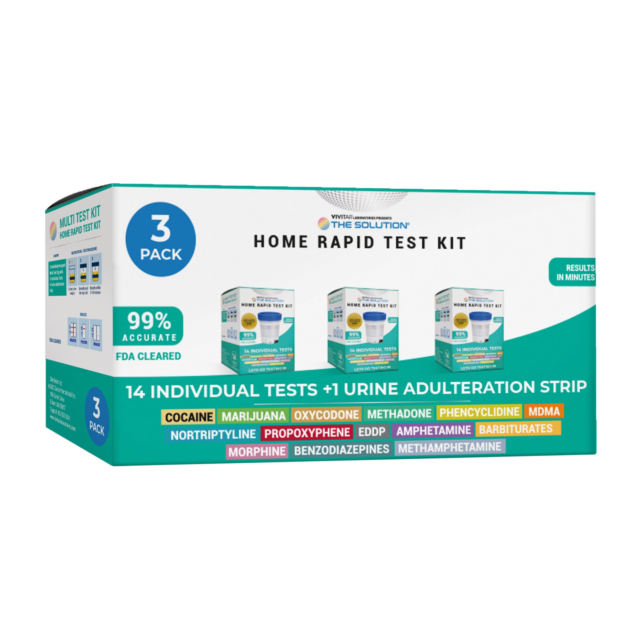Home Rapid Drug Test, 14 Test + Adulteration Strip, 3-pack