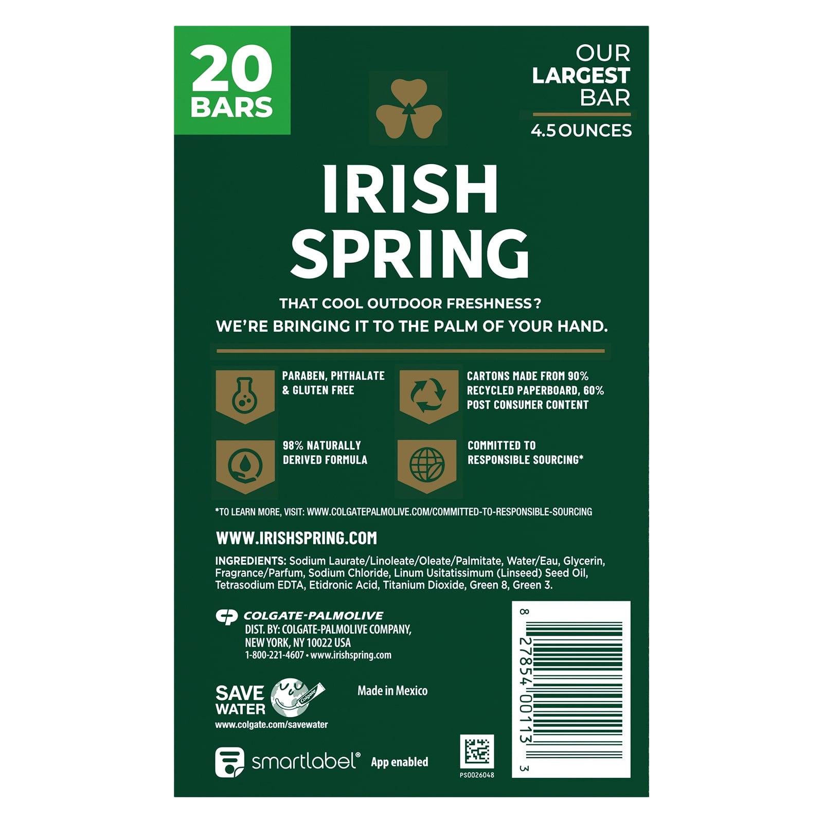 Irish Spring Bar Soap, 4.5 oz, 20-count